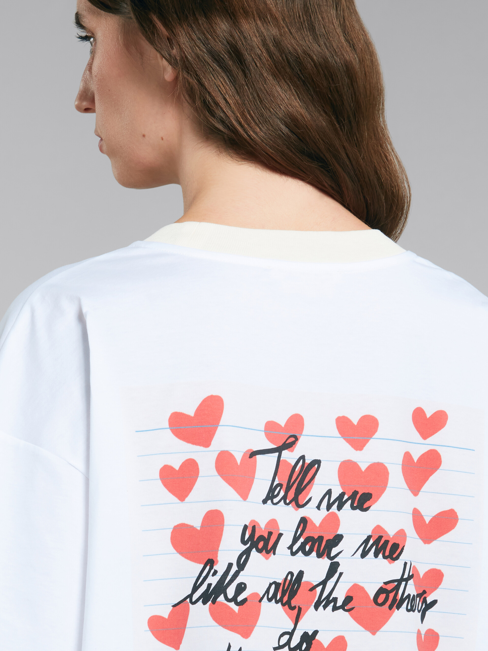 White T-shirt with hearts print - T-shirts - Image 5
