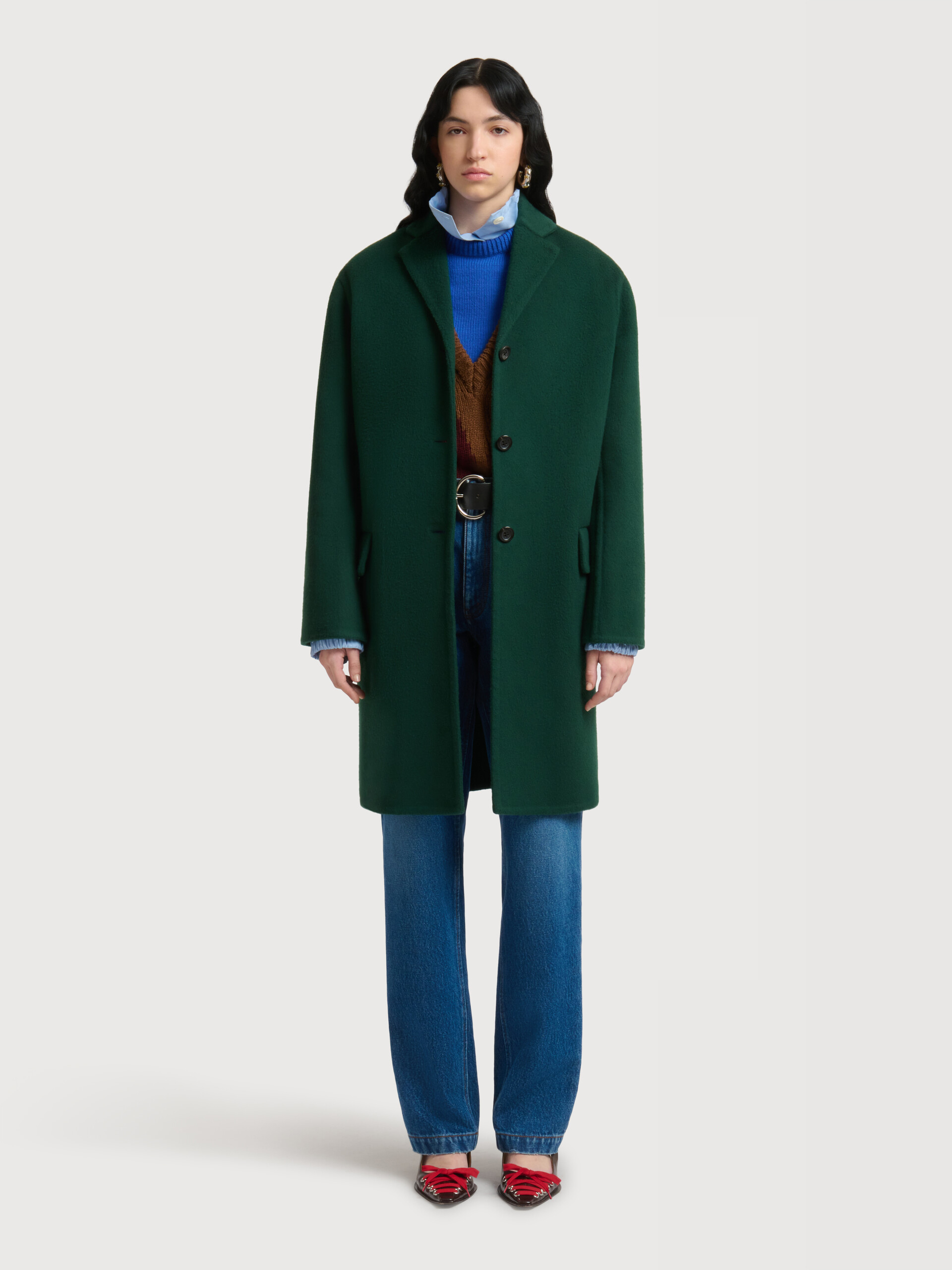 Green wool-cashmere coat - Coats - Image 2