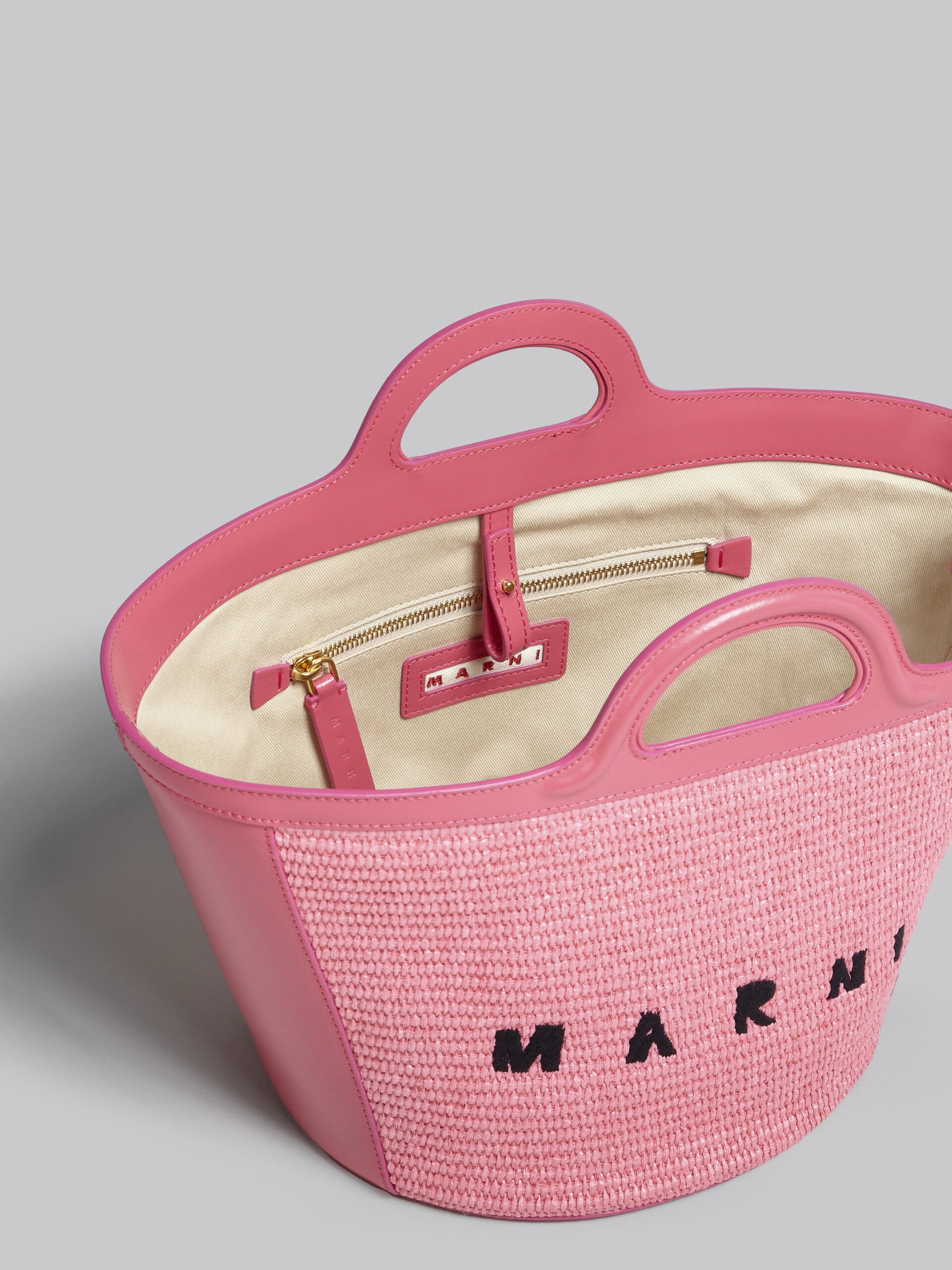 TROPICALIA small bag in pink leather and raffia - Handbag - Image 4