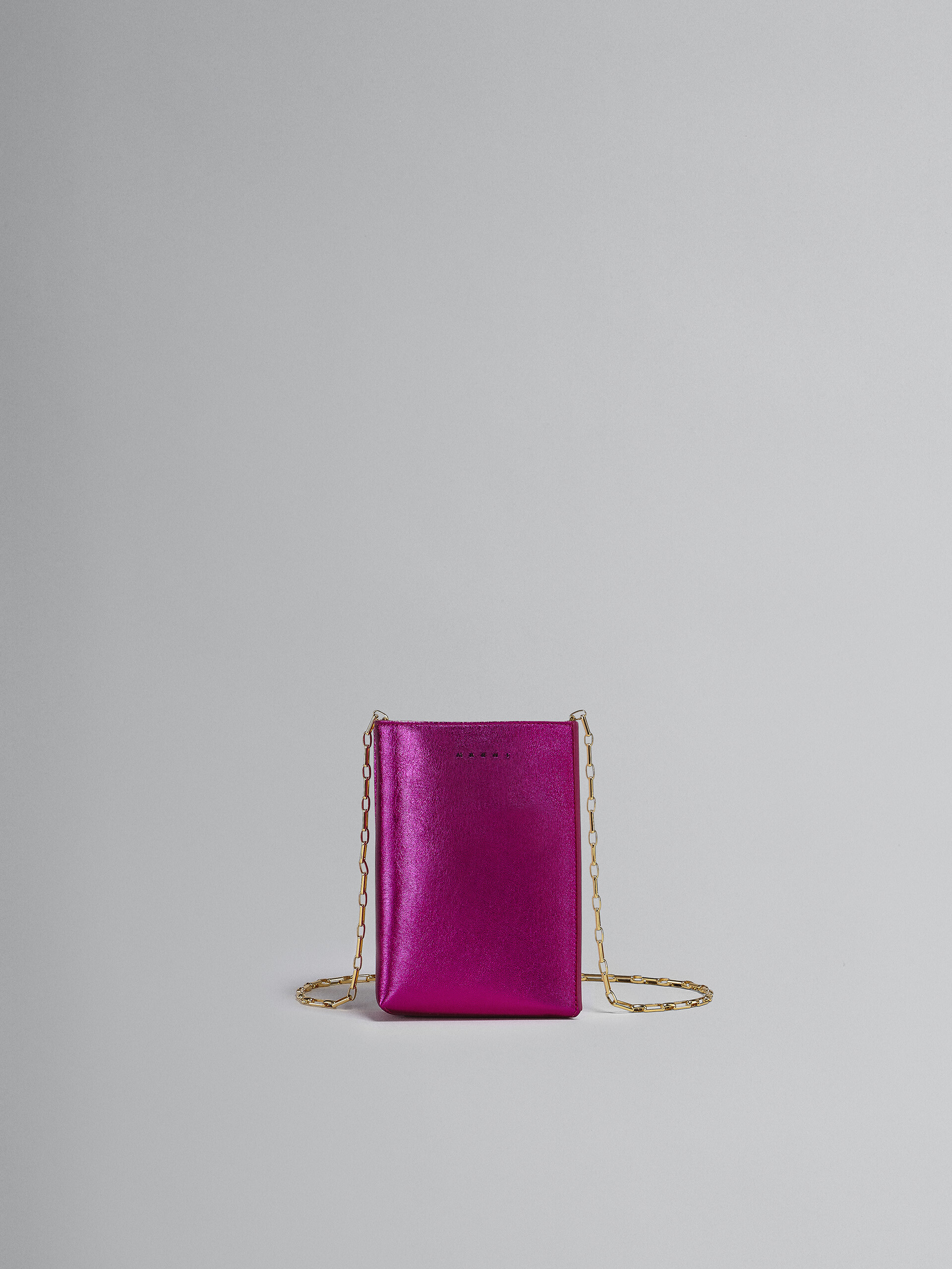 Sac MUSEO SOFT en cuir métallisé fuchsia et rose - Sacs portés épaule - Image 1