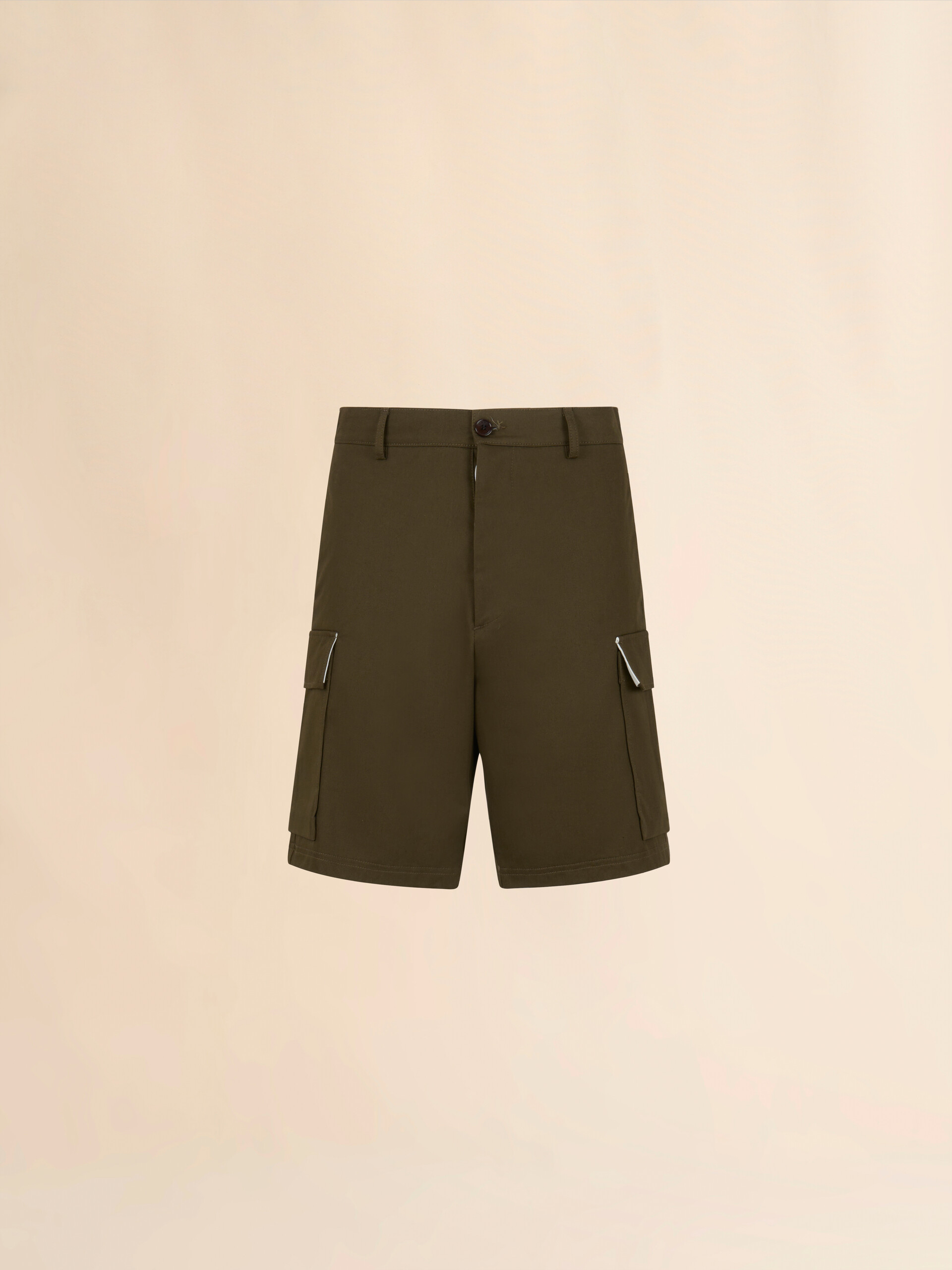 Deep green organic gabardine cargo shorts - Pants - Image 1
