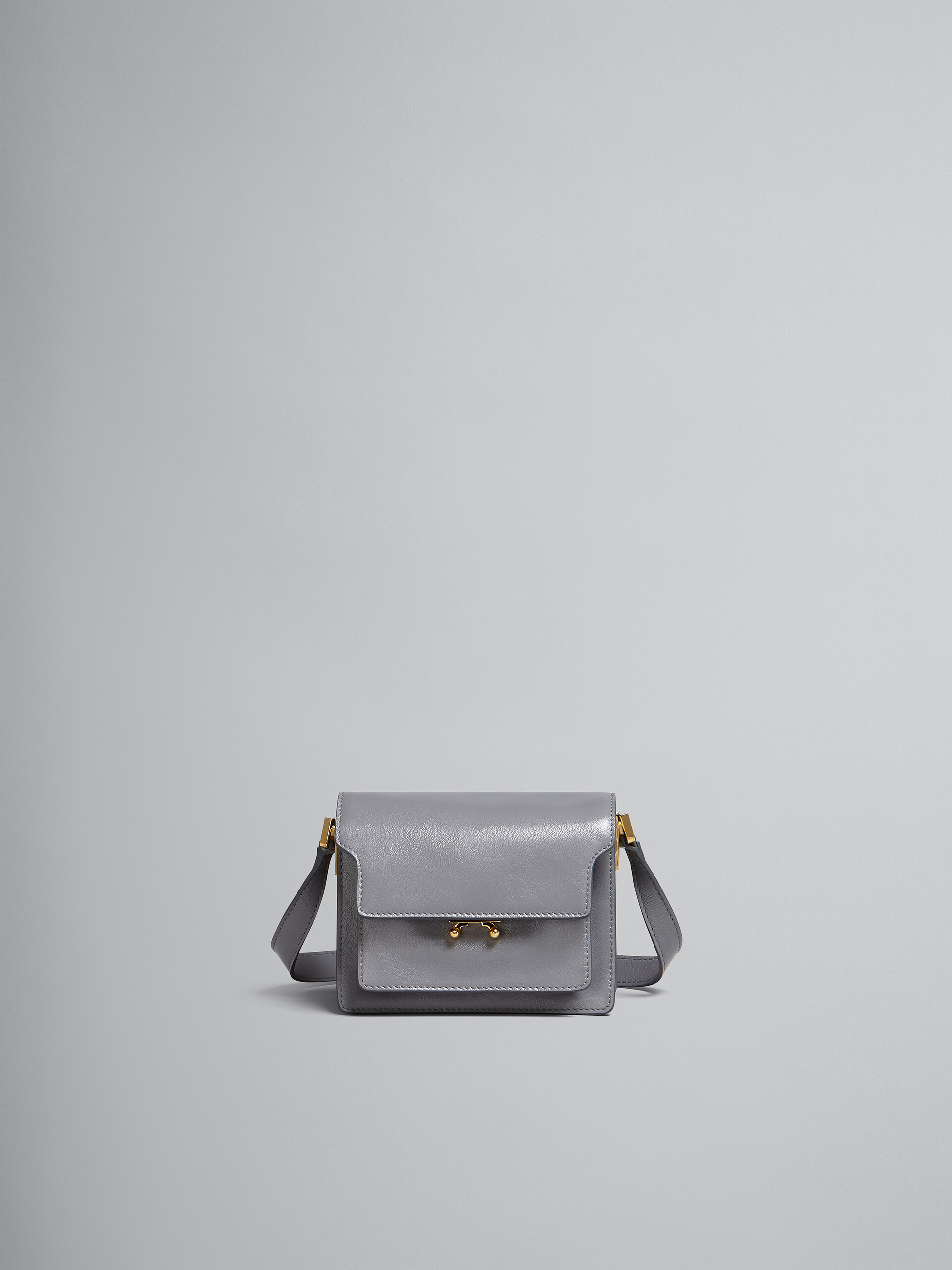 TRUNK SOFT mini bag in grey leather - Shoulder Bag - Image 1