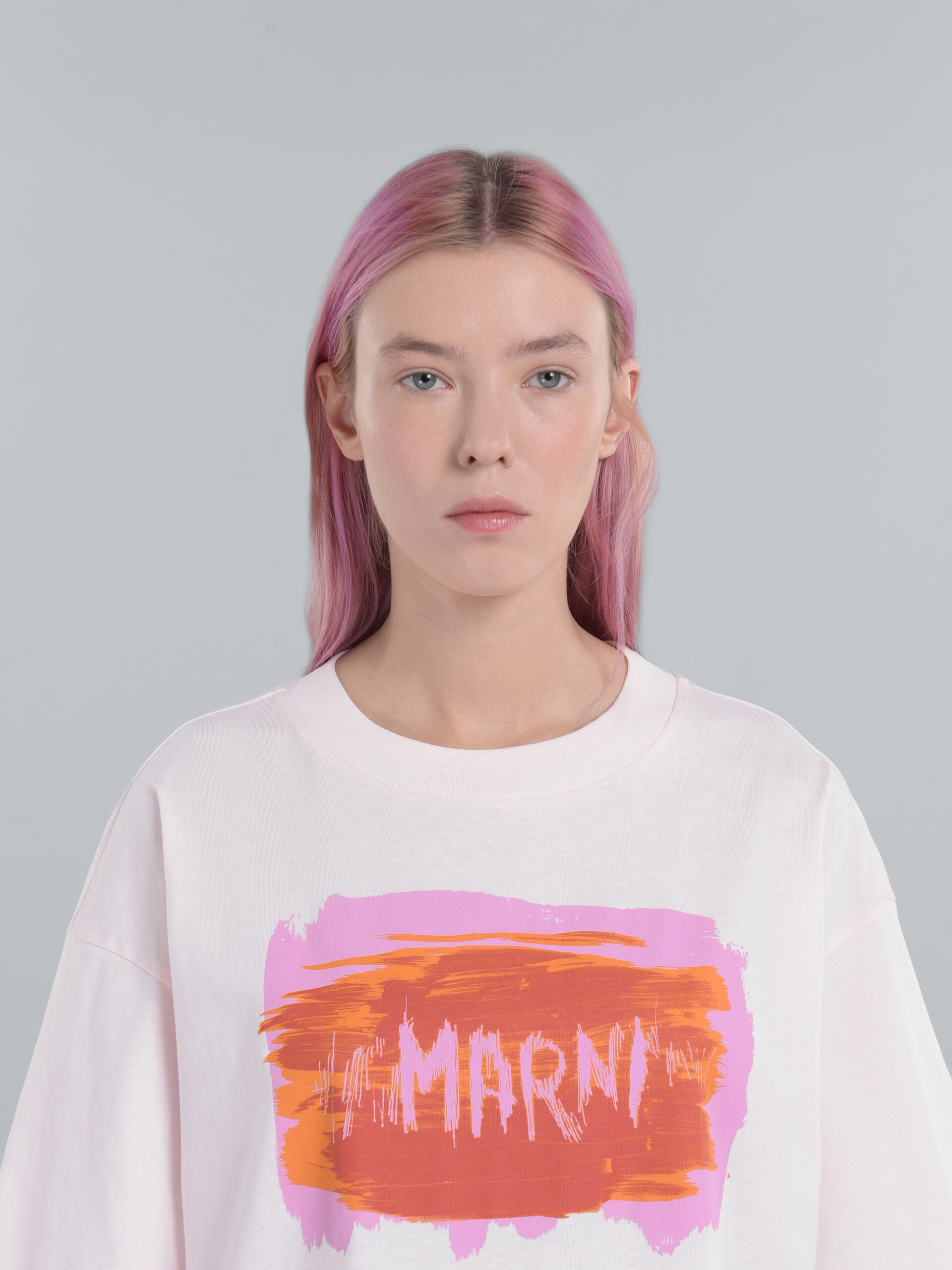Light pink bio cotton jersey T-shirt with logo - T-shirts - Image 4