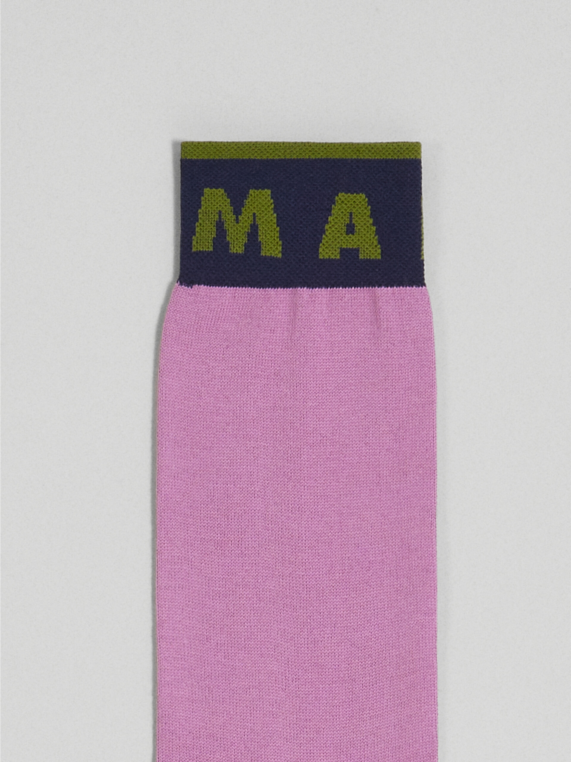 Pink fuchsia and green cotton and nylon sock - Socks - Image 3