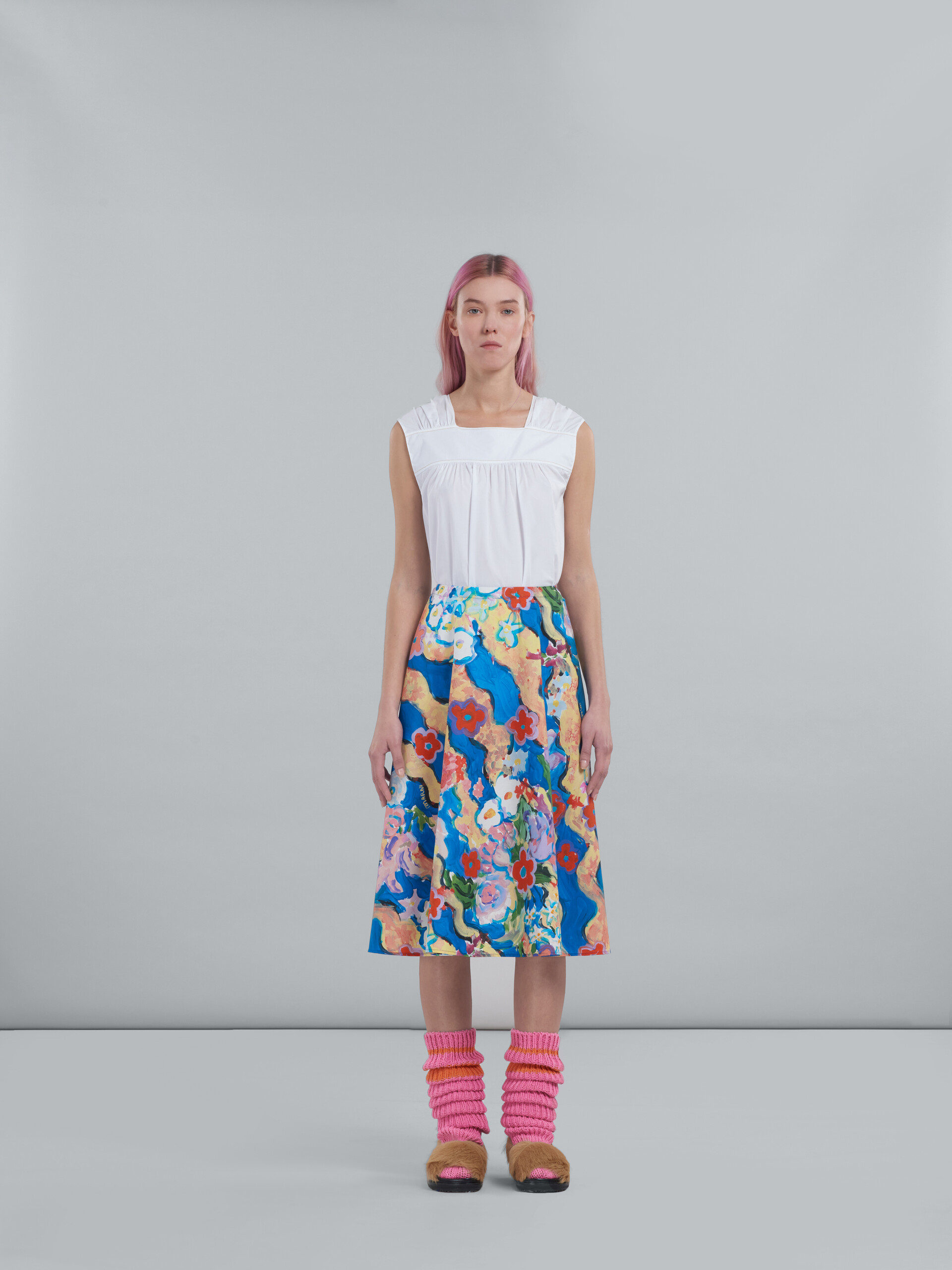 Printed poplin skirt - Skirts - Image 2