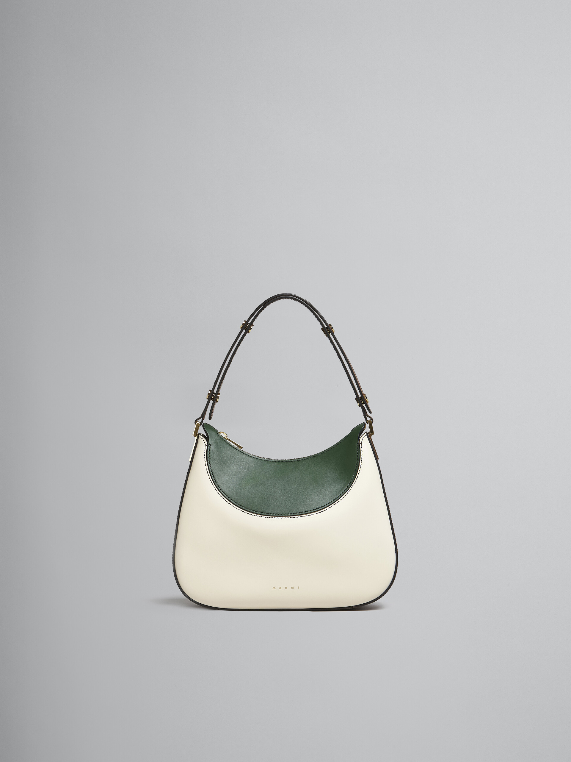 Milano small bag in white brown and green leather - Handbag - Image 1