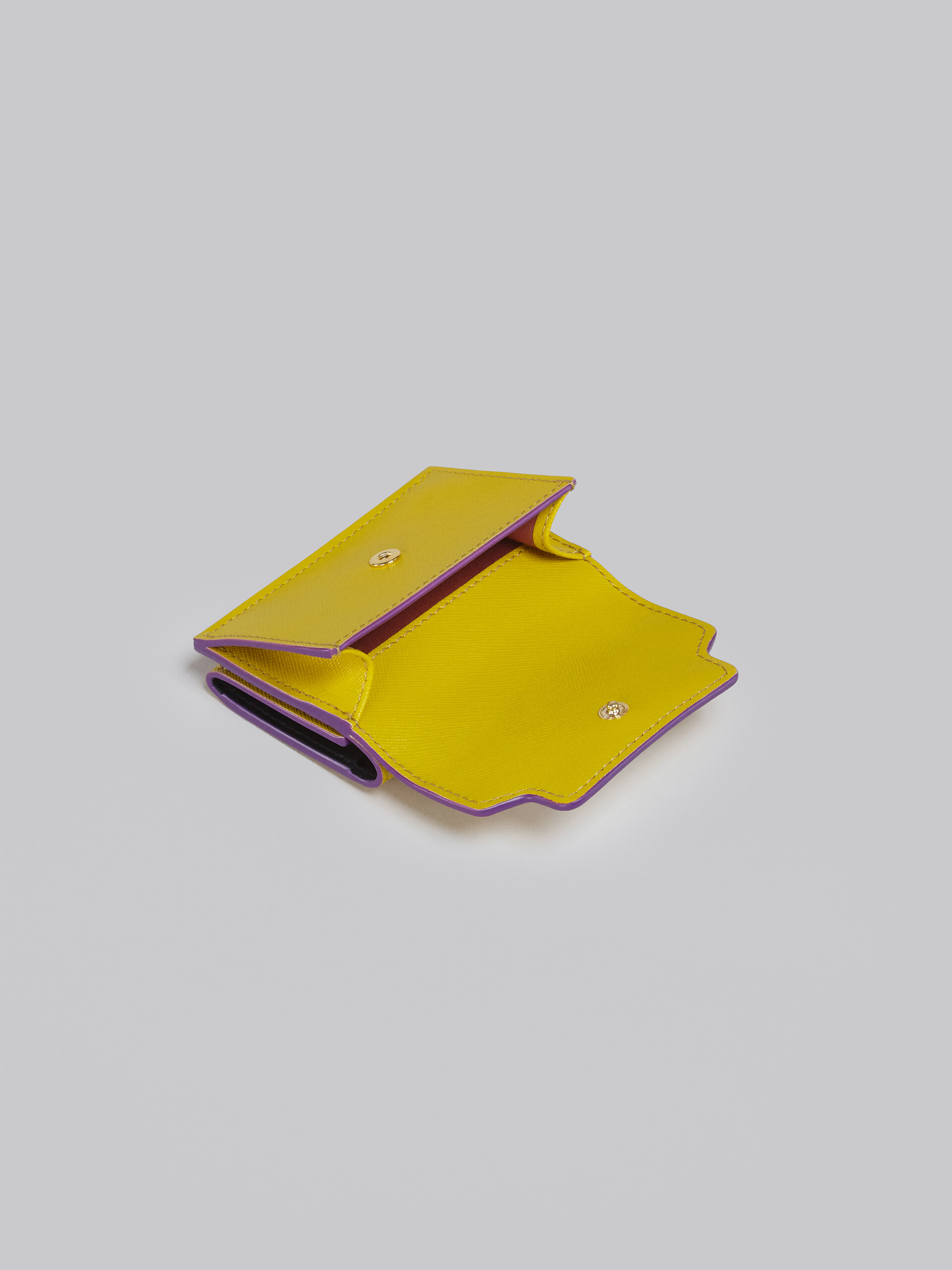 Yellow tri-fold saffiano wallet - Wallets - Image 5