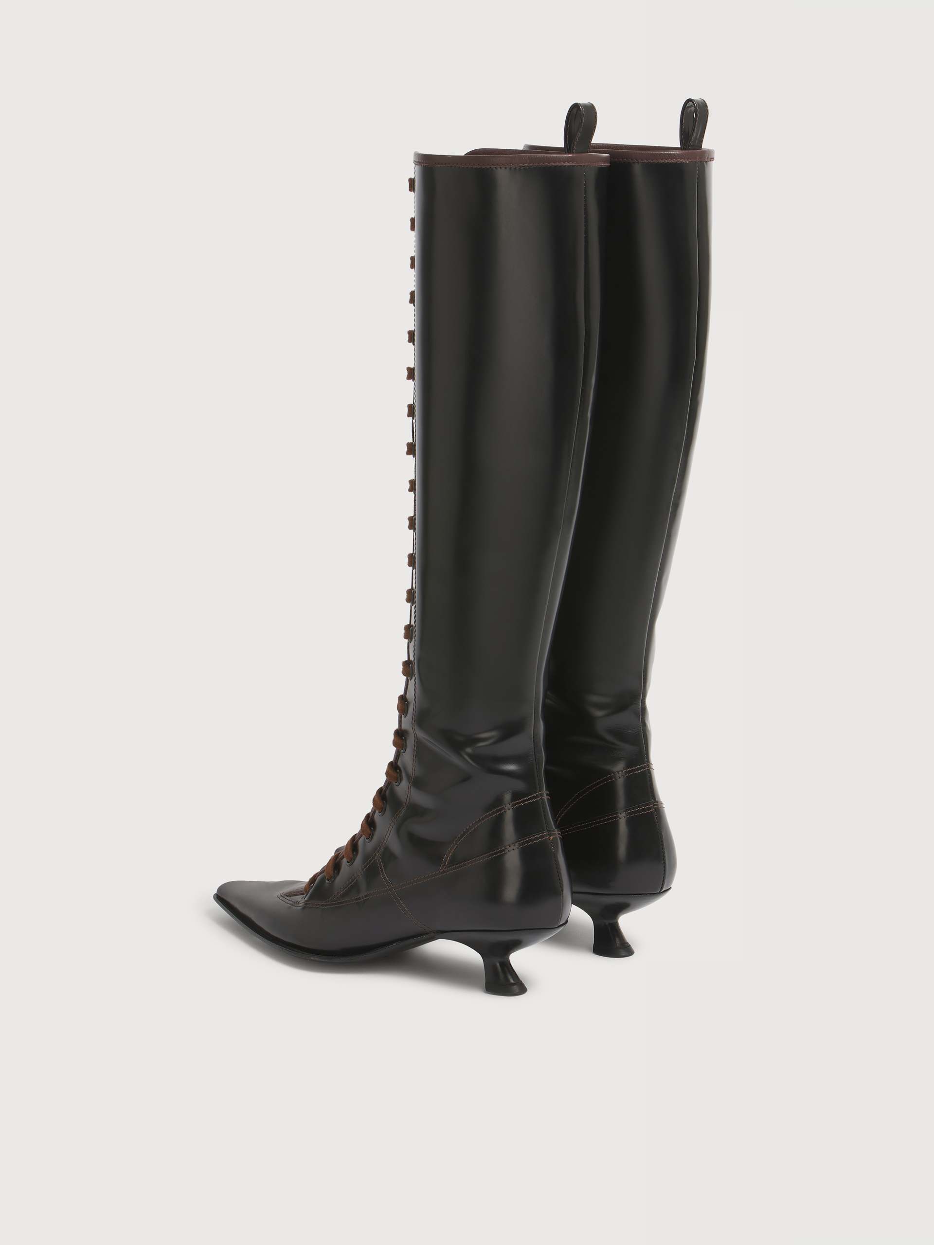 Black leather boot with full lace-up front - Boots - Image 4