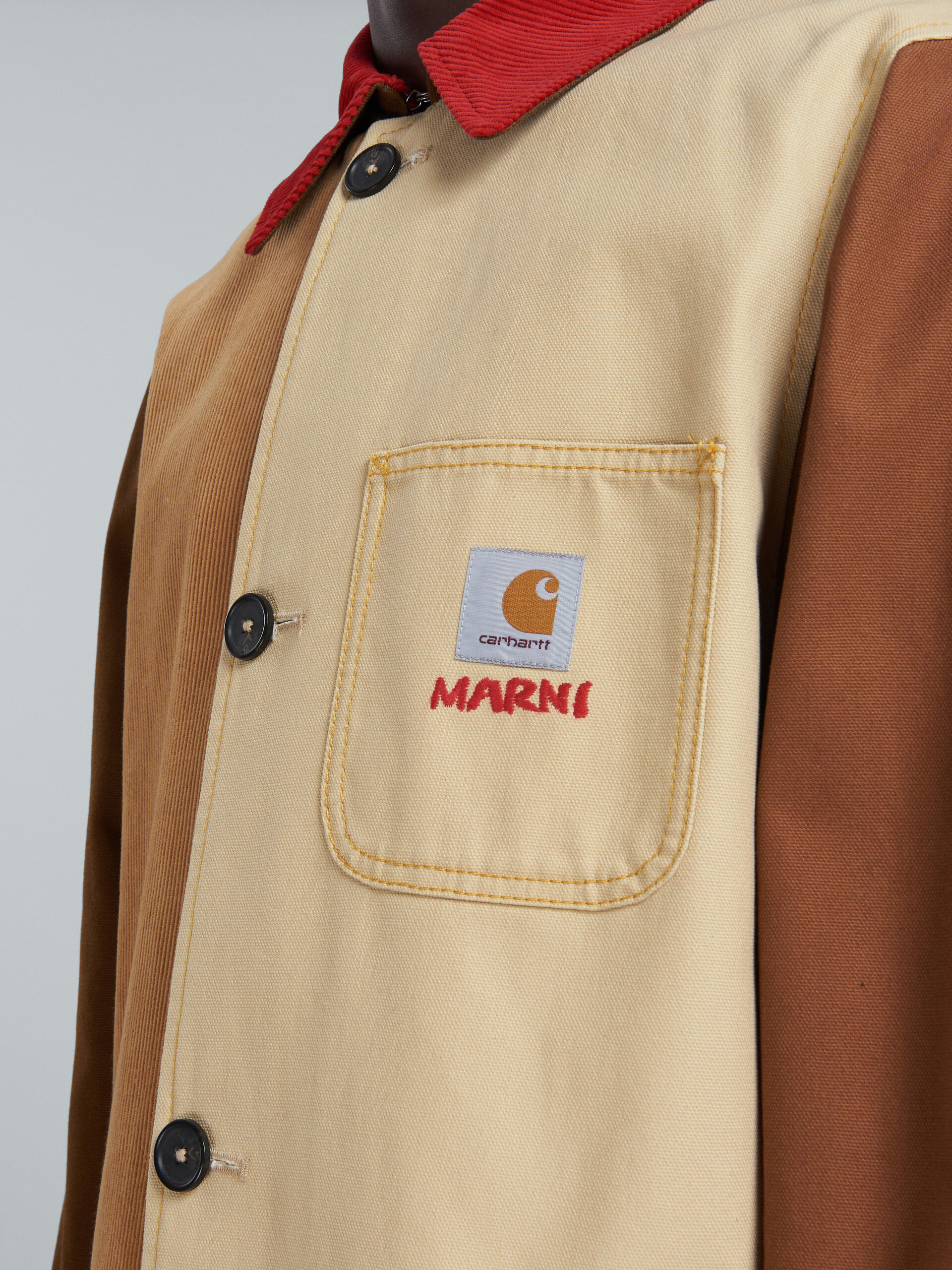 MARNI x CARHARTT WIP - brown colour-block coat