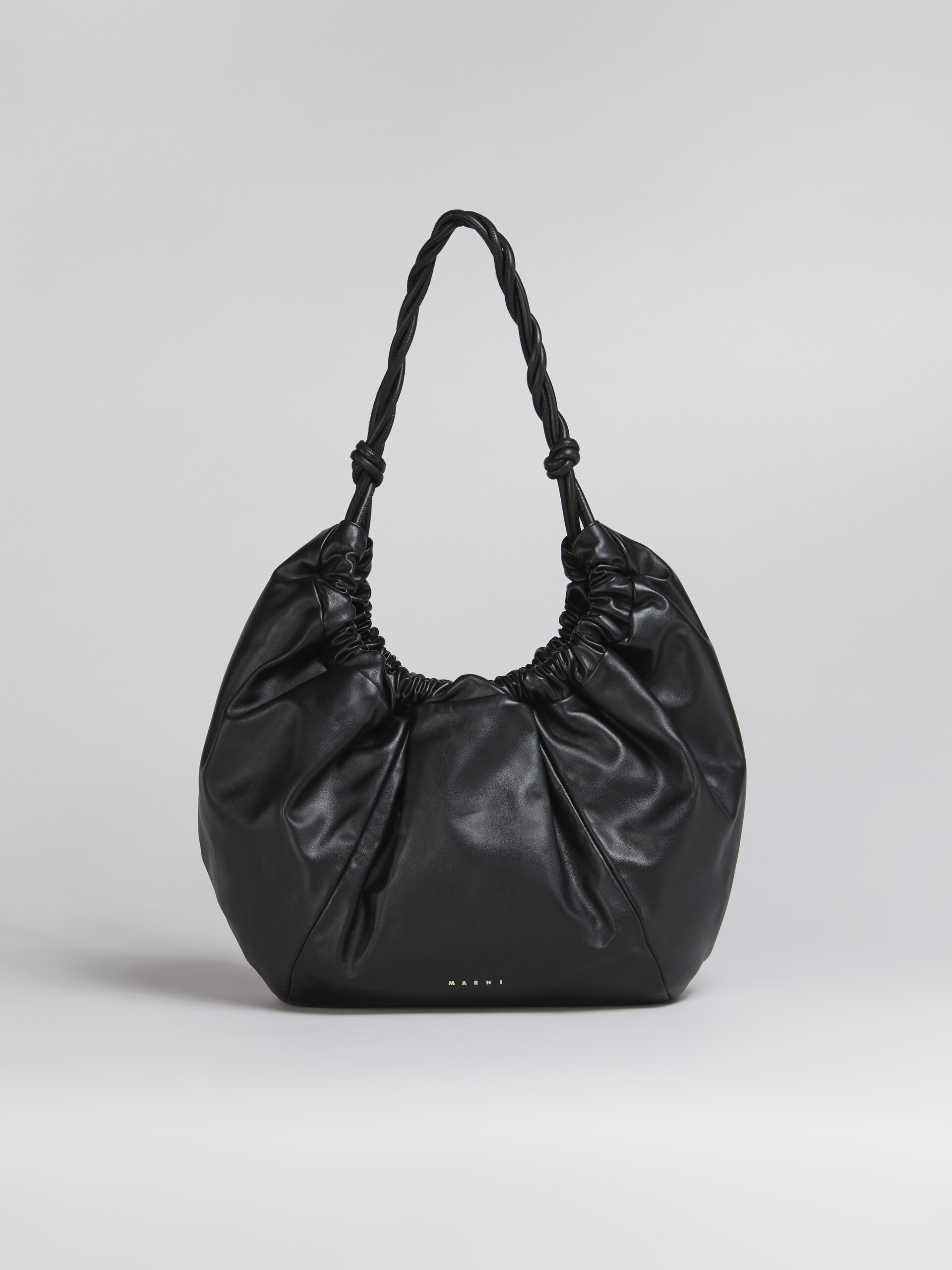 Black TWIRL hobo bag in calfskin - Shoulder Bags - Image 1