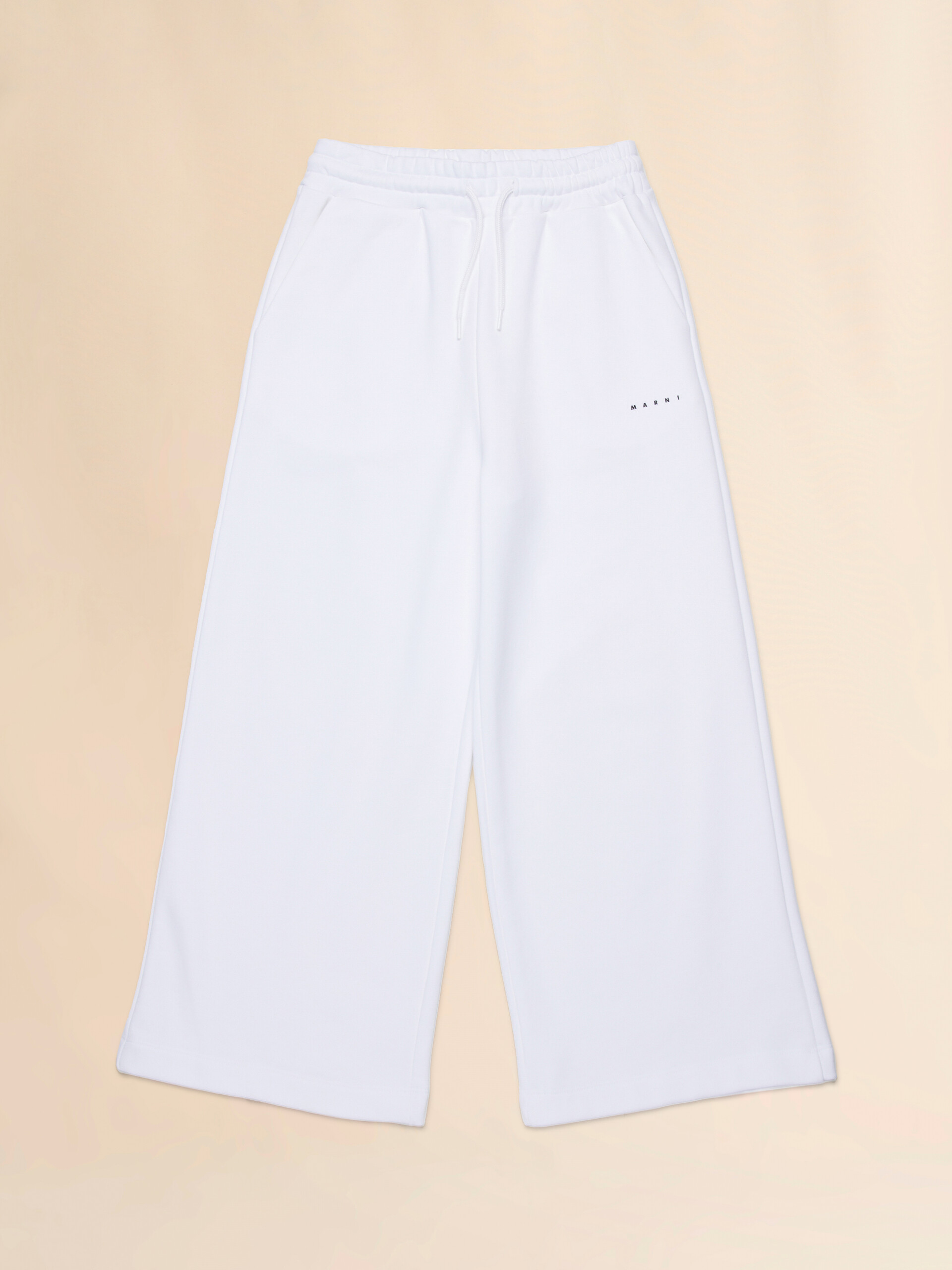 Pantaloni in felpa bianca con piccola stampa Marni - Pantaloni - Image 1