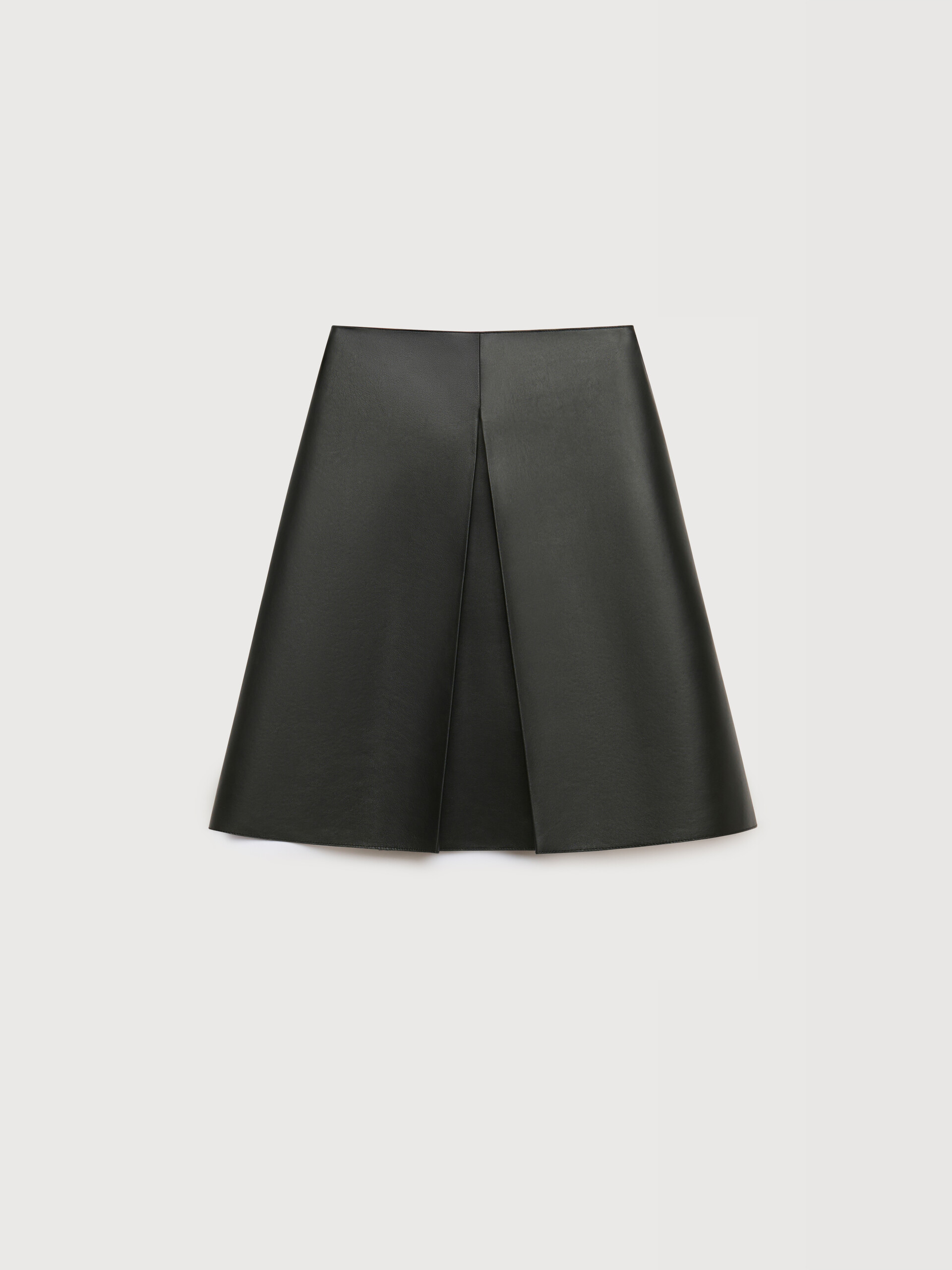 Black nappa leather skirt with pleat - Skirts - Image 1