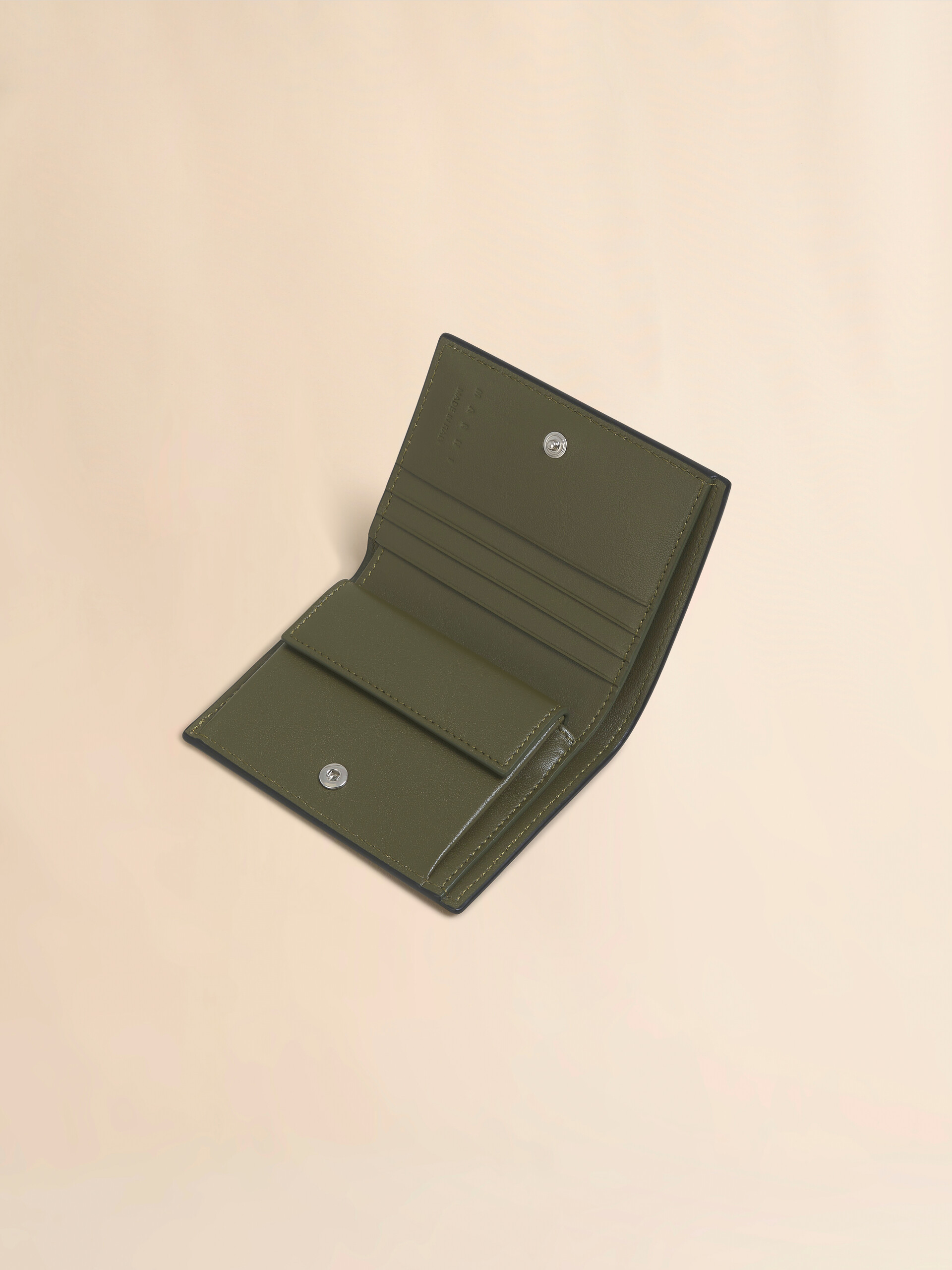 Marni Mending 자수 디테일 브라운 가죽 2단 지갑 - 지갑 - Image 4
