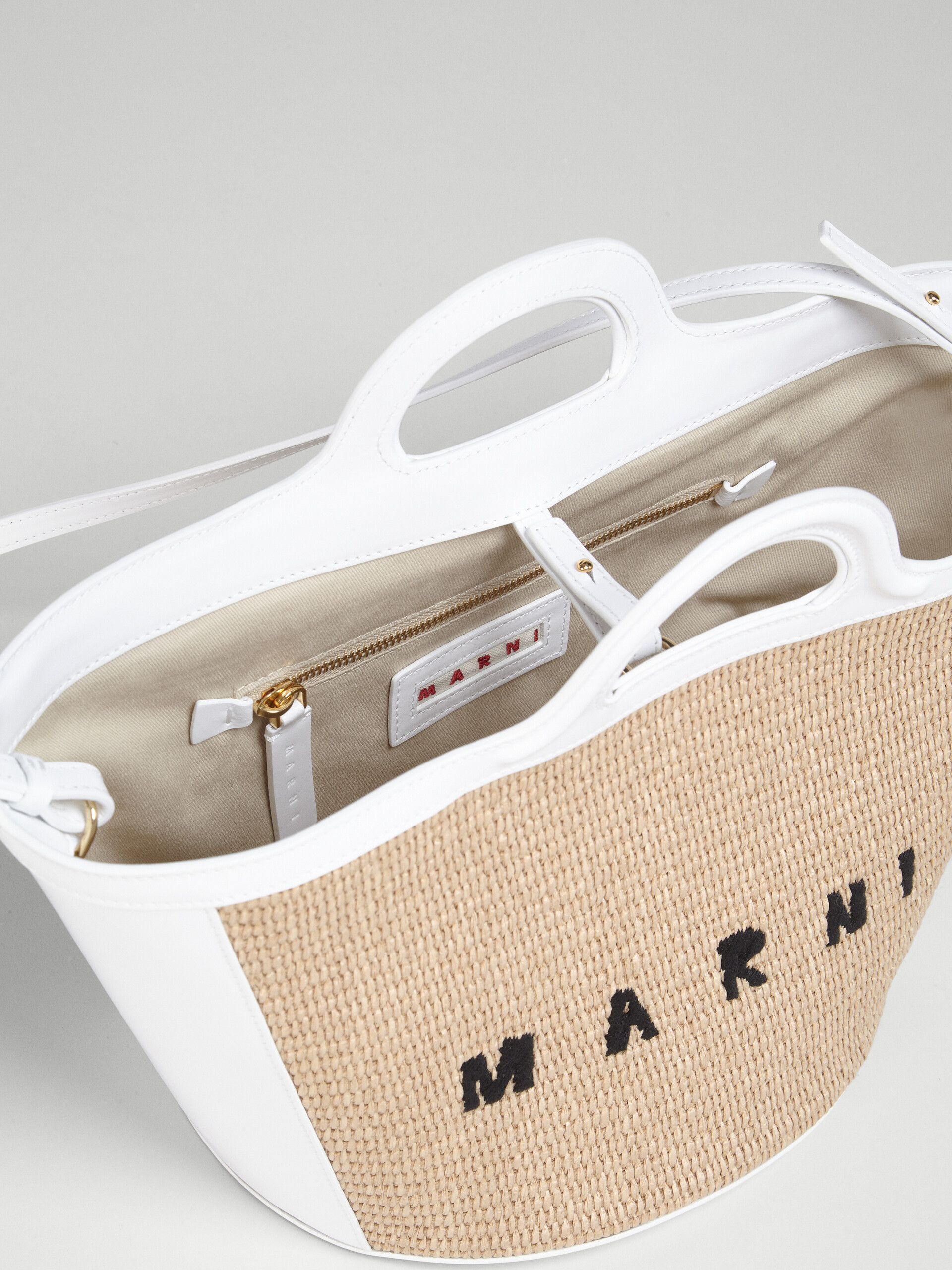 Tropicalia Small Bag in white leather and raffia - Handbag - Image 5