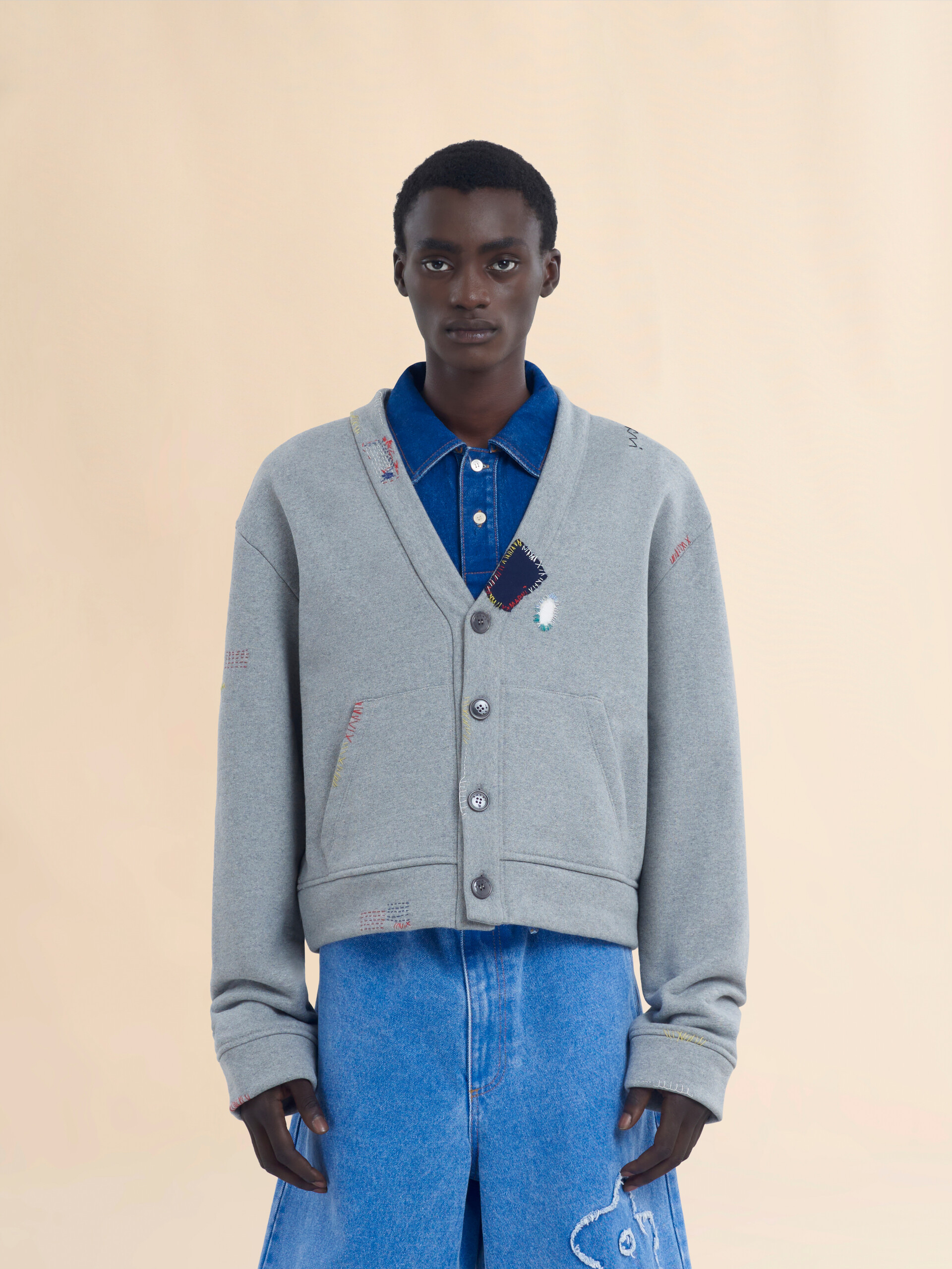 Cotton blend sweatshirt style cardigan - Sweaters - Image 2