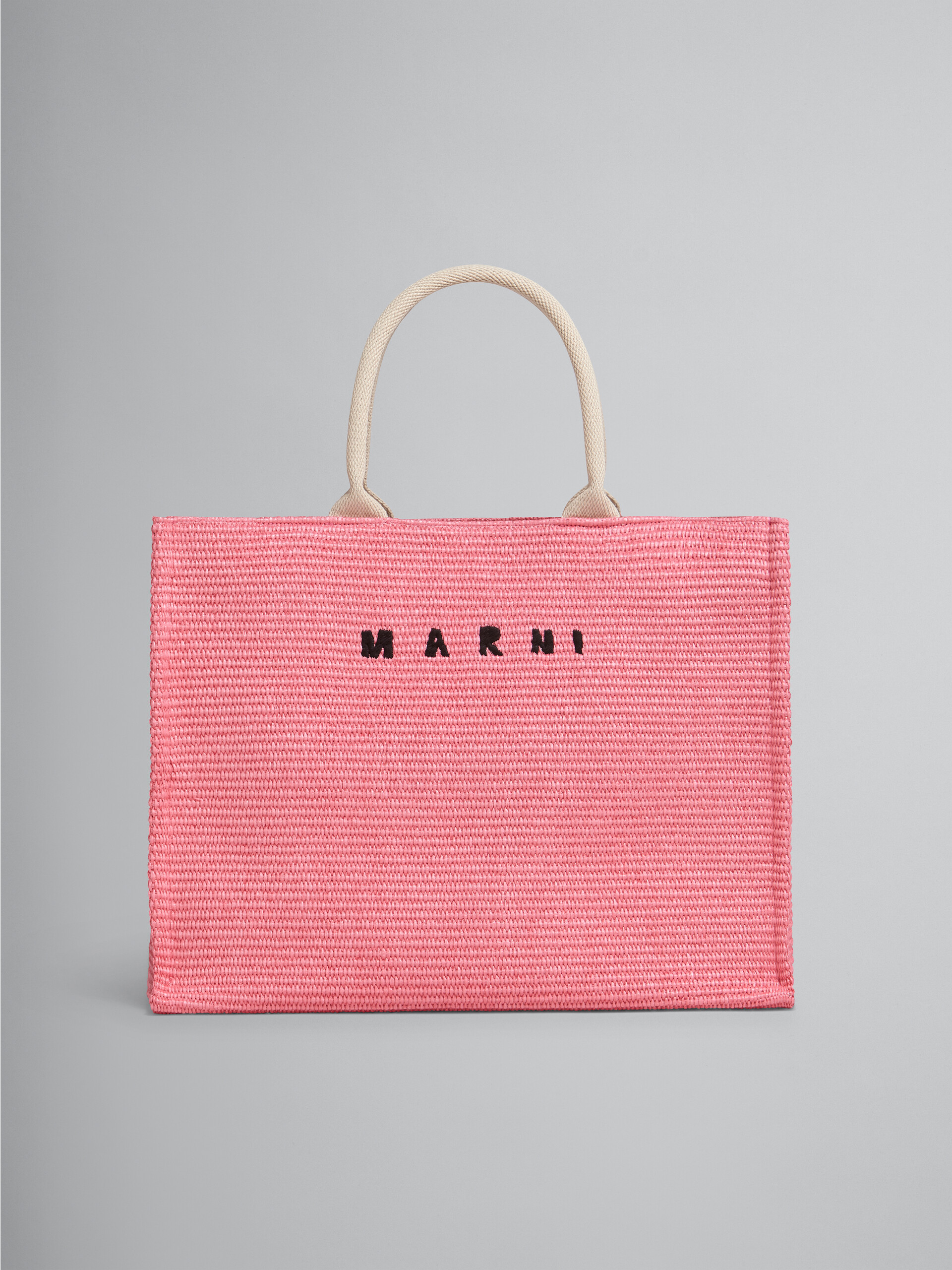 Large pink raffia tote bag - Shopping Bags - Image 1