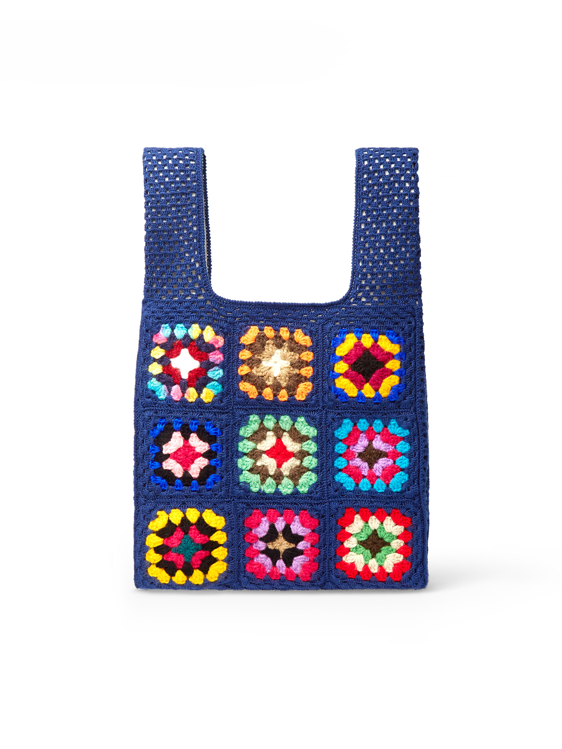 Shopping bag MARNI MARKET with patchwork floral motif in blue crochet polyester - Bags - Image 3