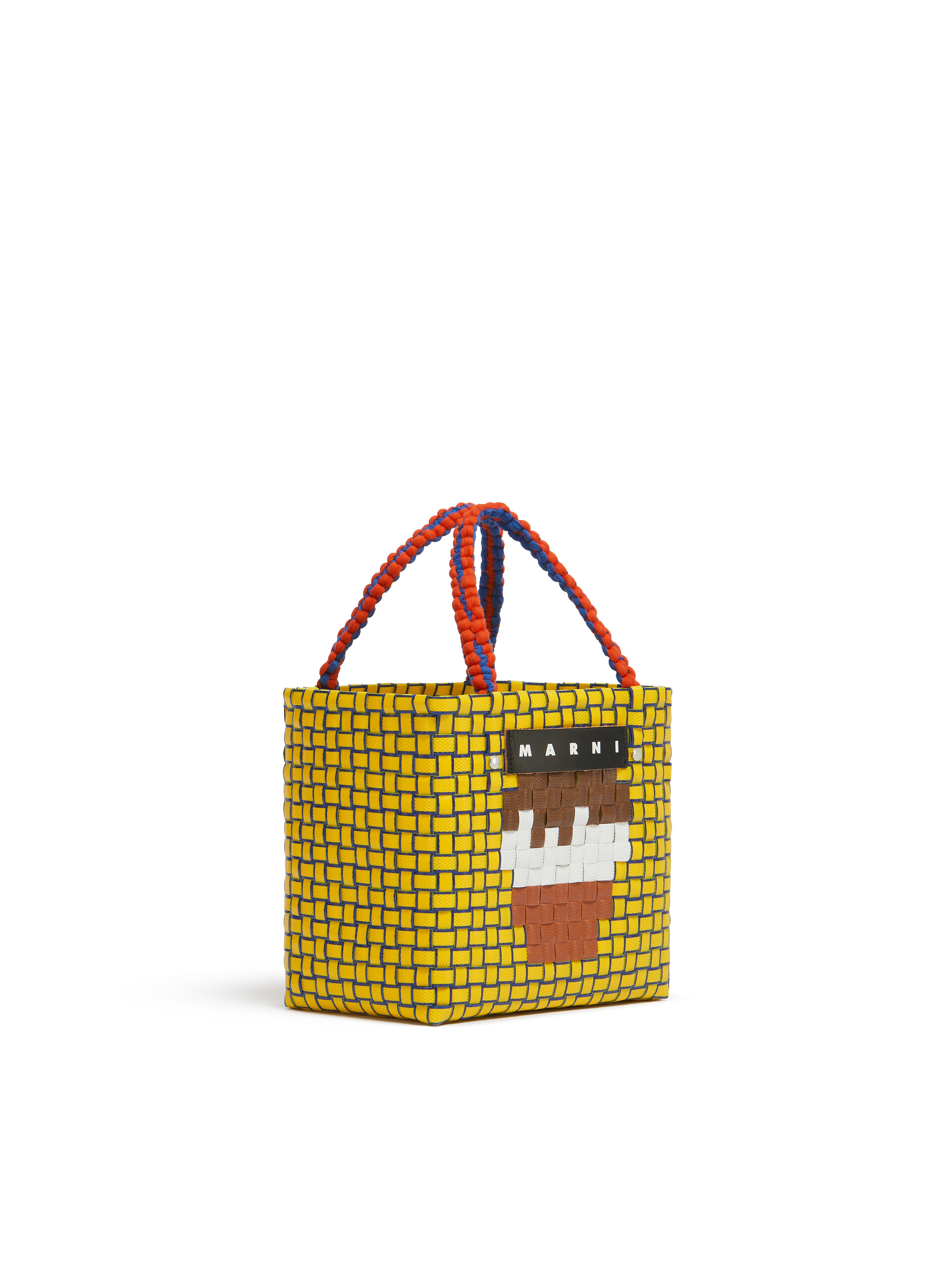 Yellow MARNI MARKET MINI BASKET bag with front graphic | Marni 