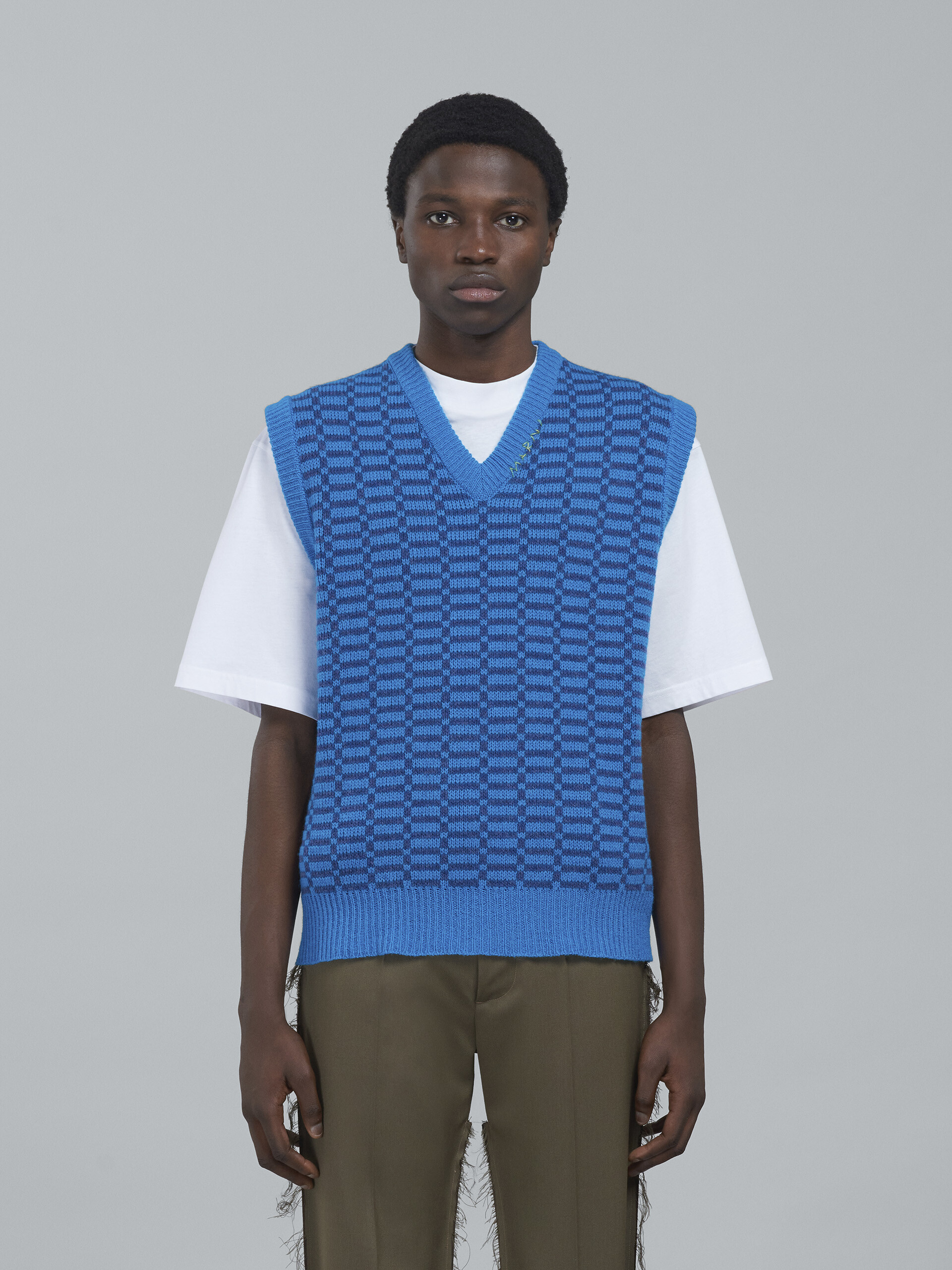Marni - V Neck Sweater, Men, Blue