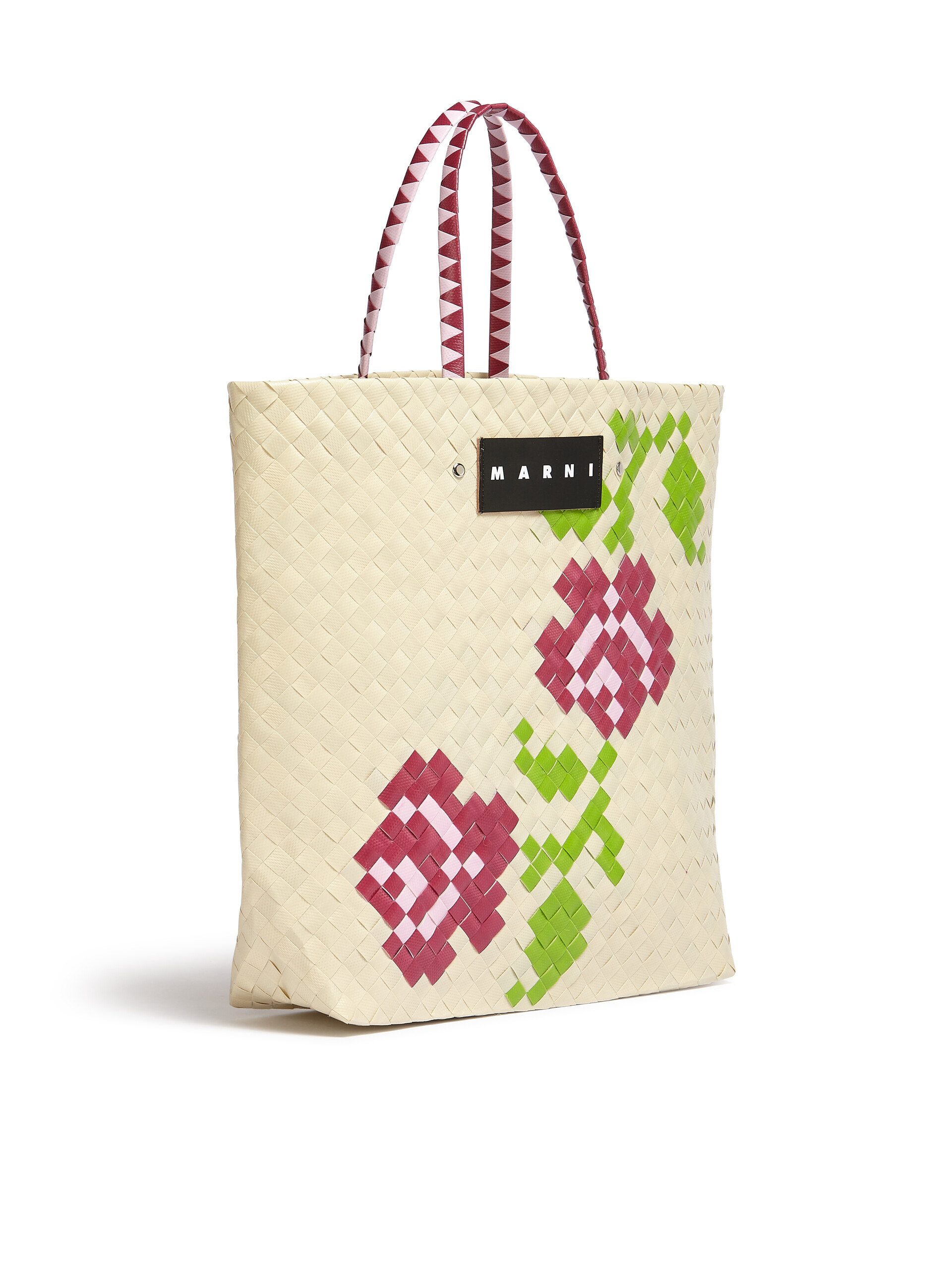 MARNI MARKET BORA medium bag in white flower motif - Bags - Image 2