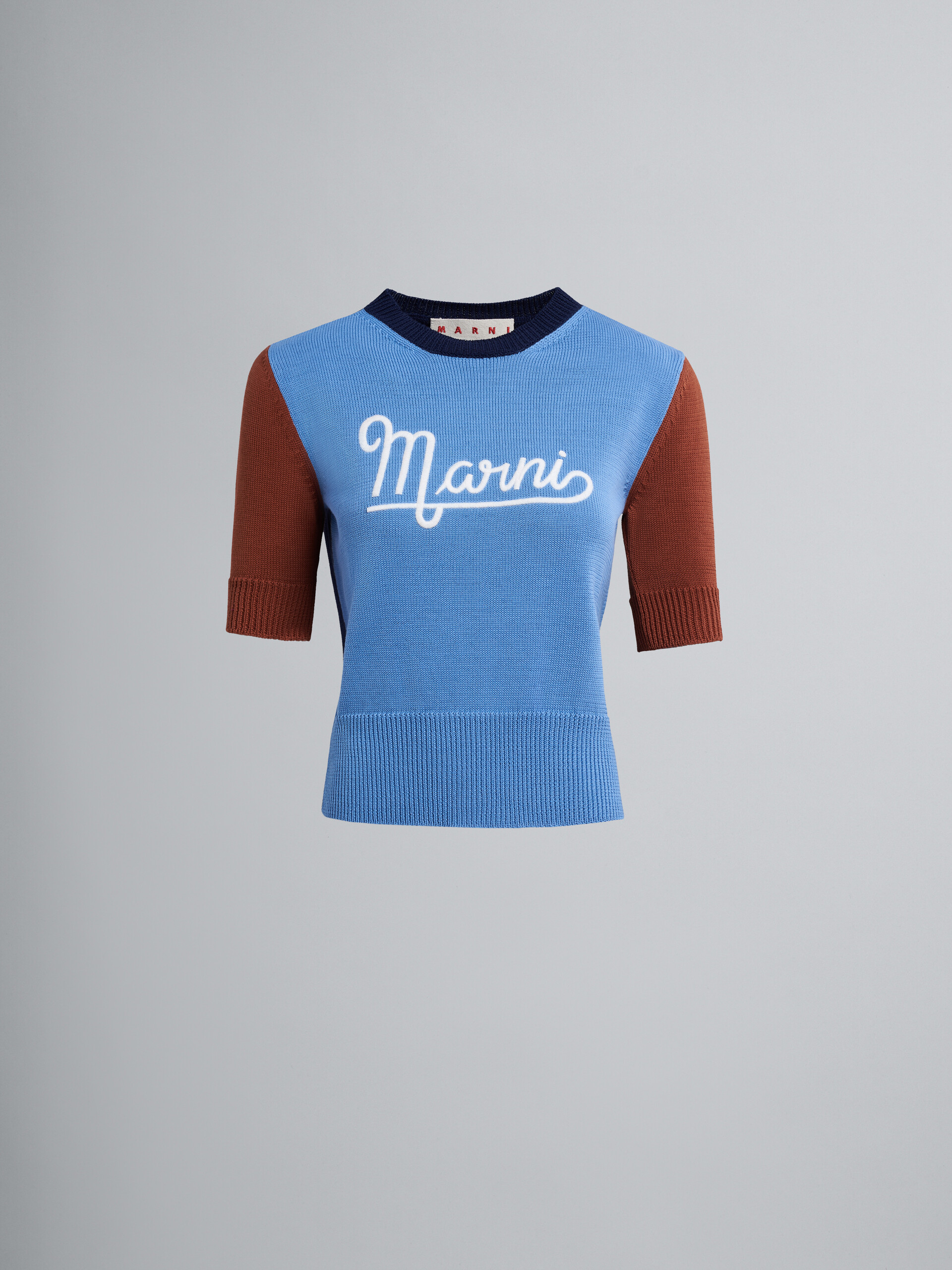 Short-sleeved logo organic cotton sweater - Pullovers - Image 1