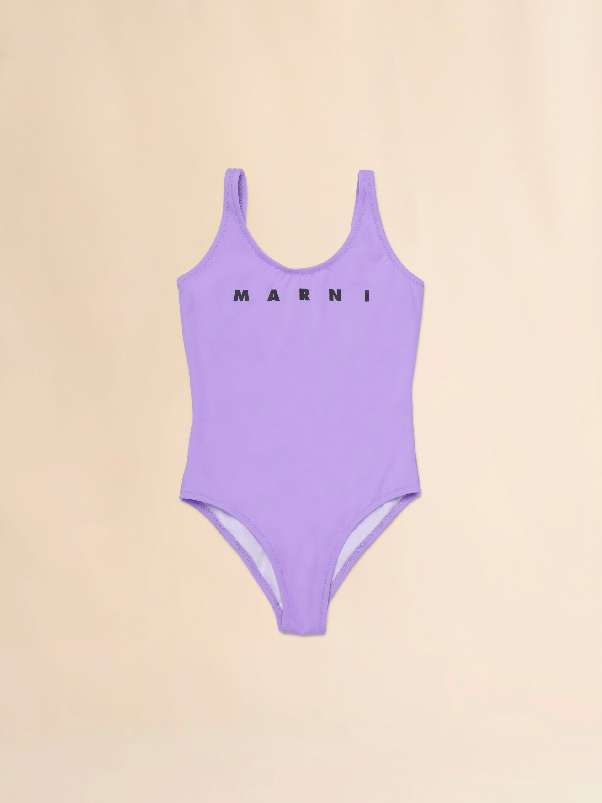 Purple nylon swimsuit with Marni print - kids - Image 1
