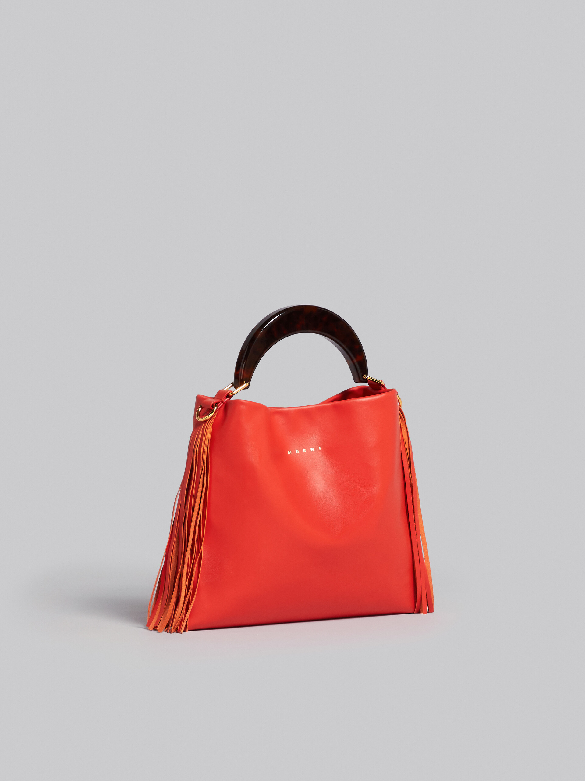 Venice Small Bag in orange leather with fringes - Shoulder Bags - Image 6