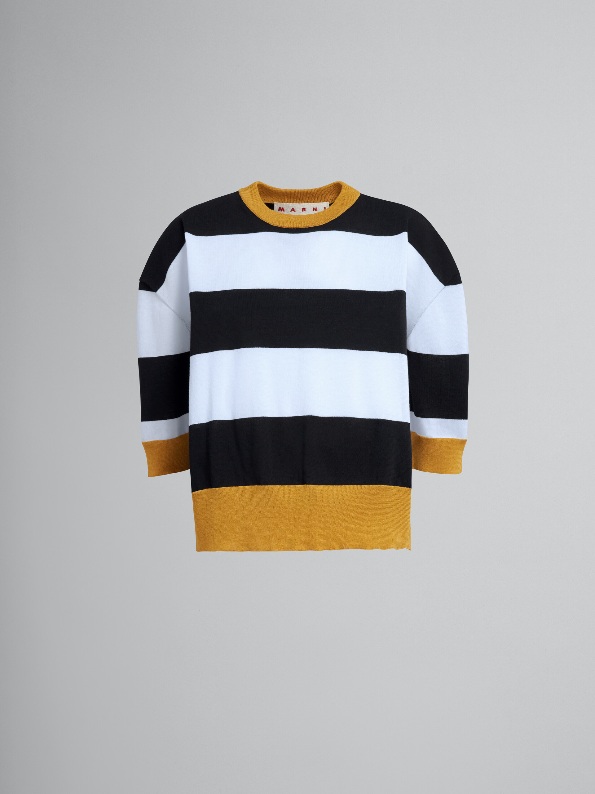 Striped cotton crewneck sweater - Pullovers - Image 1