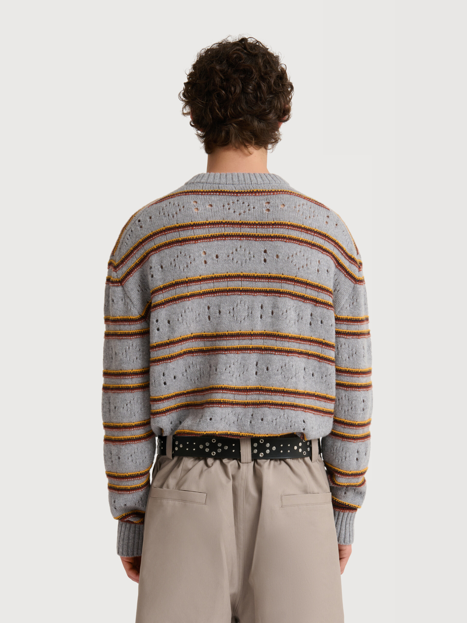 Grey cashmere jumper with openwork knit - Pullovers - Image 4