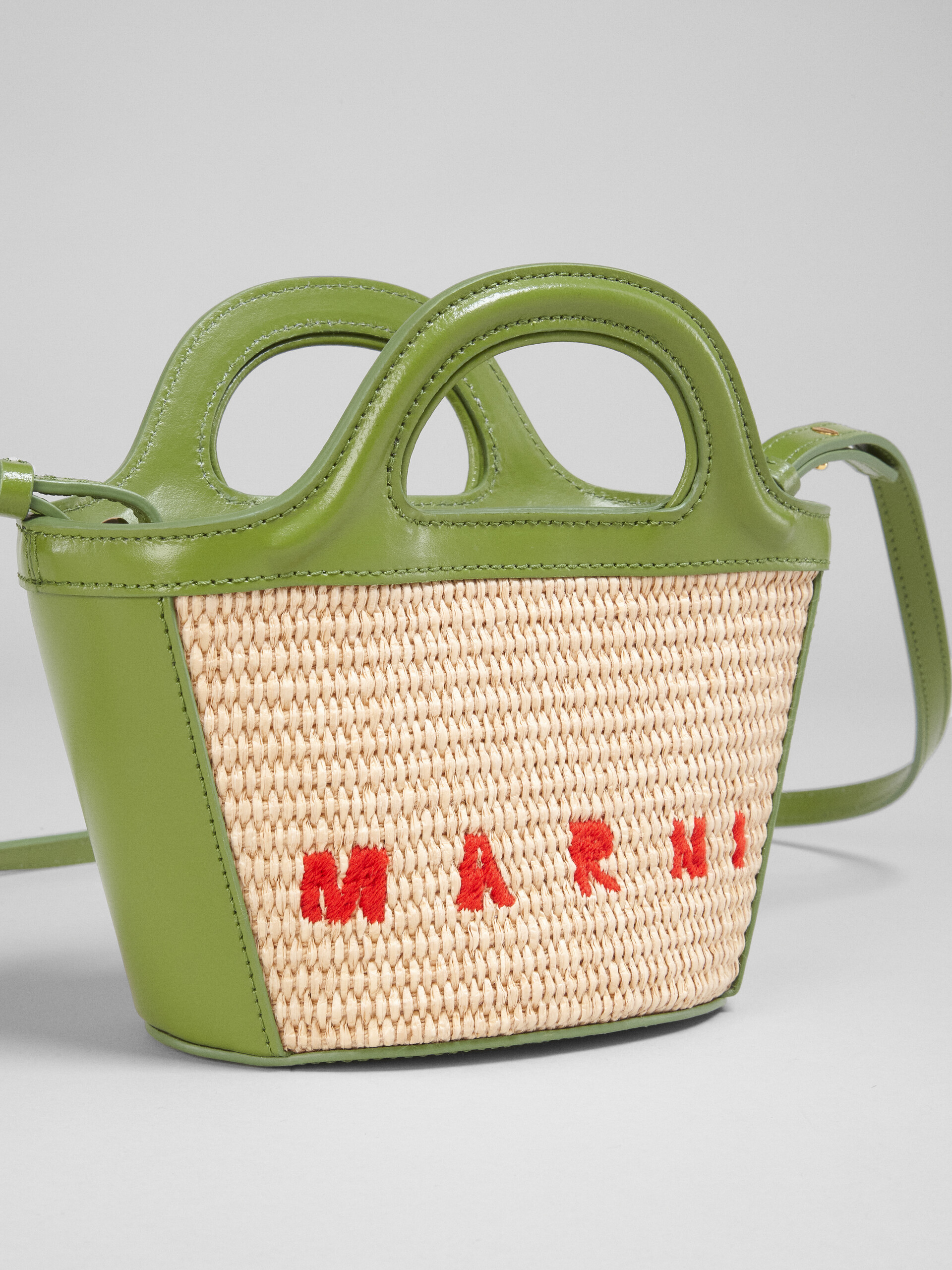 Marni Tropicalia Summer Bag Tropicalia Micro Bags Marni Beige And Black  Tropicalia Bag In Raffia With Handles, Shoulder Strap And Fabric Lining