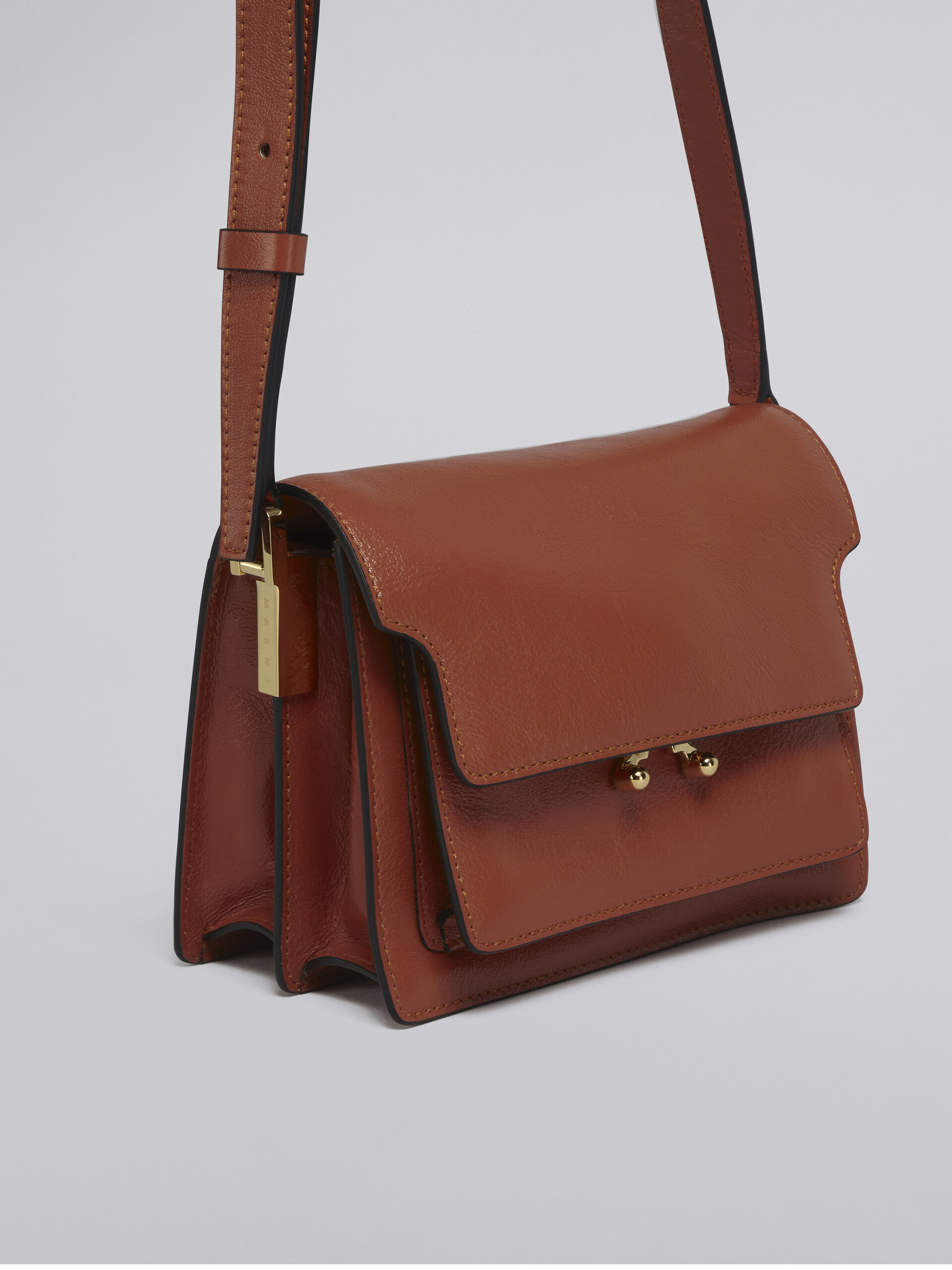 TRUNK SOFT mini bag in brown leather - Shoulder Bag - Image 5