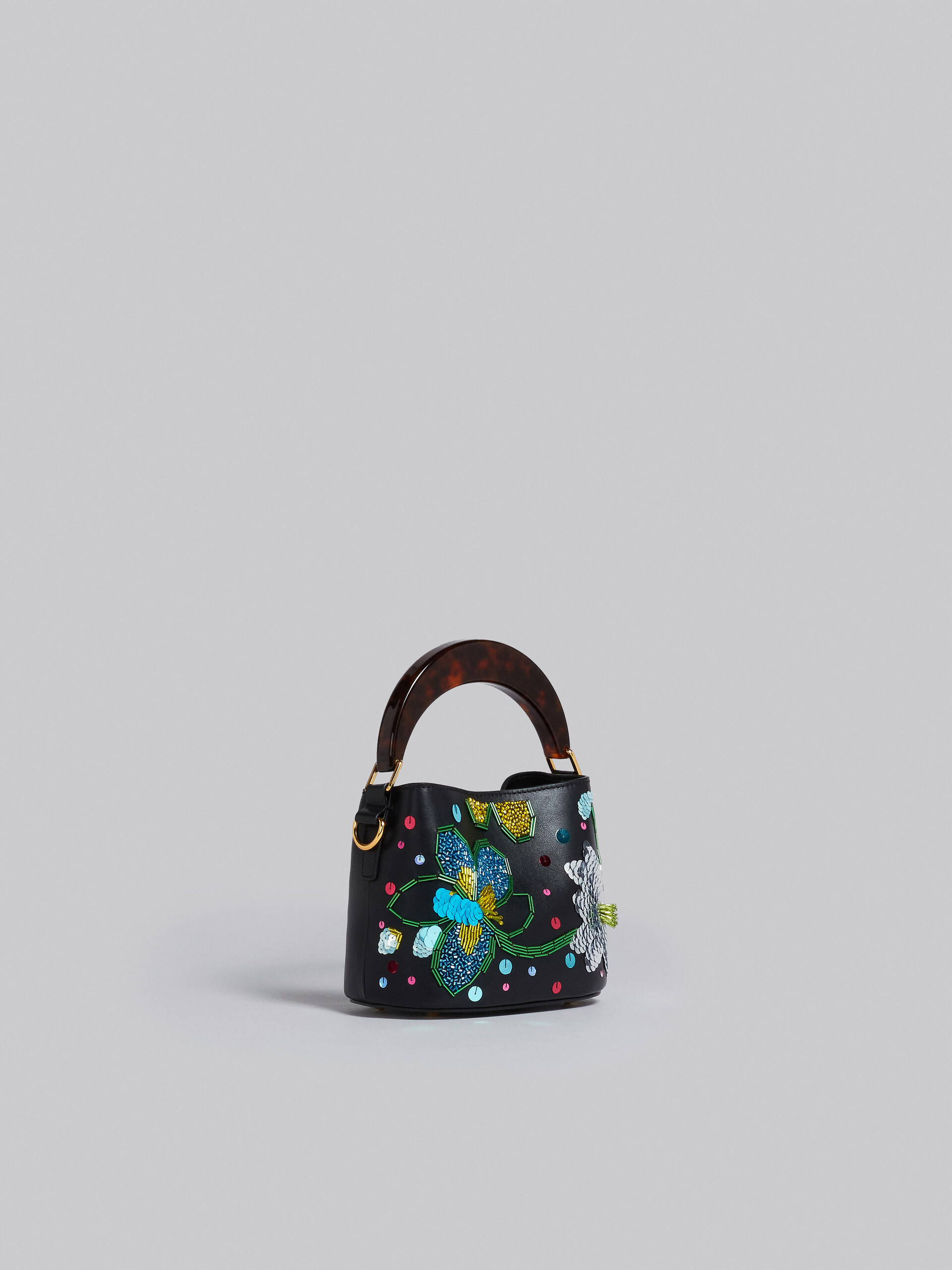 Venice Mini Bucket in embroidered black leather - Shoulder Bag - Image 5