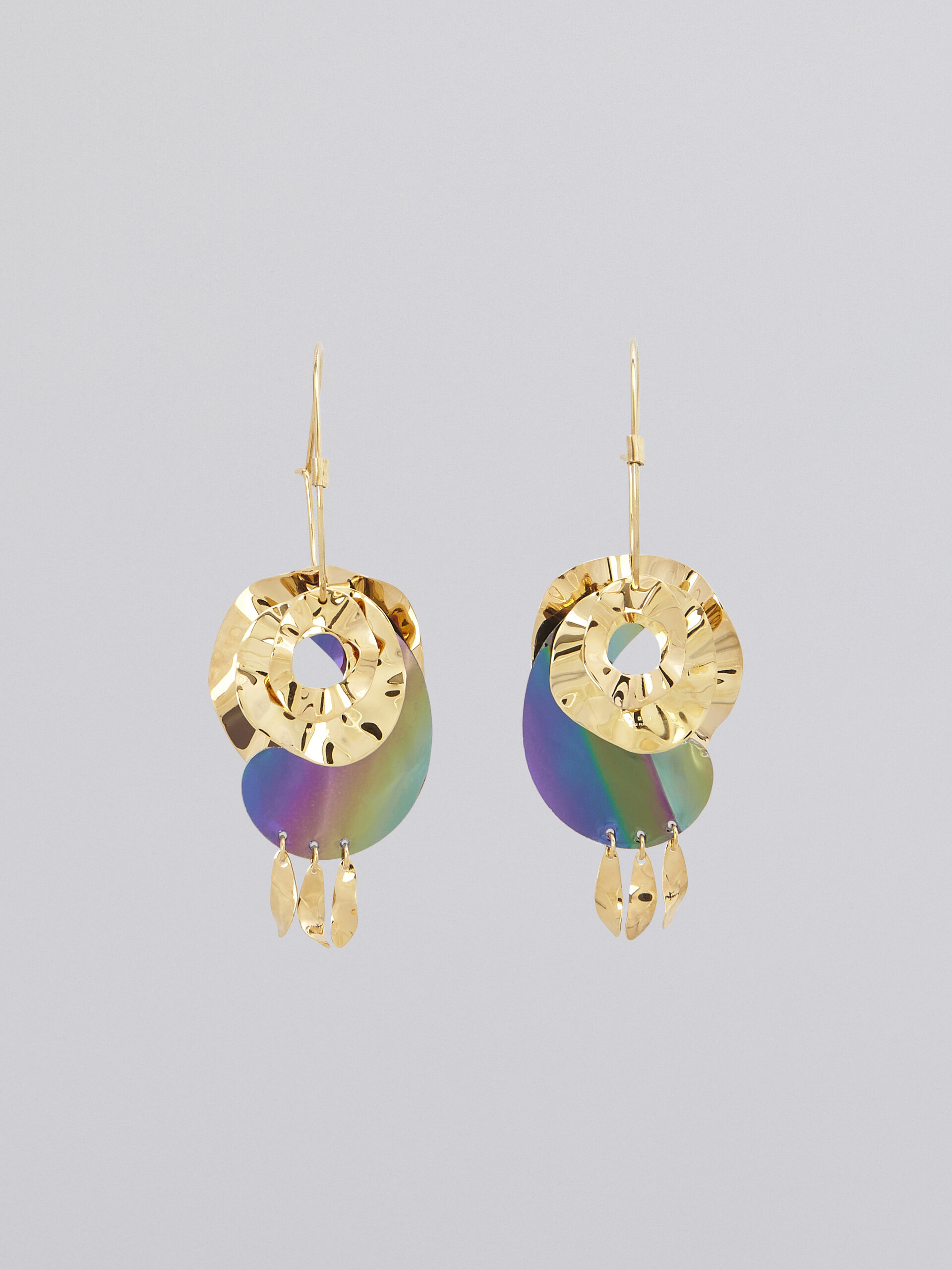AIR earrings in brass with wavy disks - Earrings - Image 1