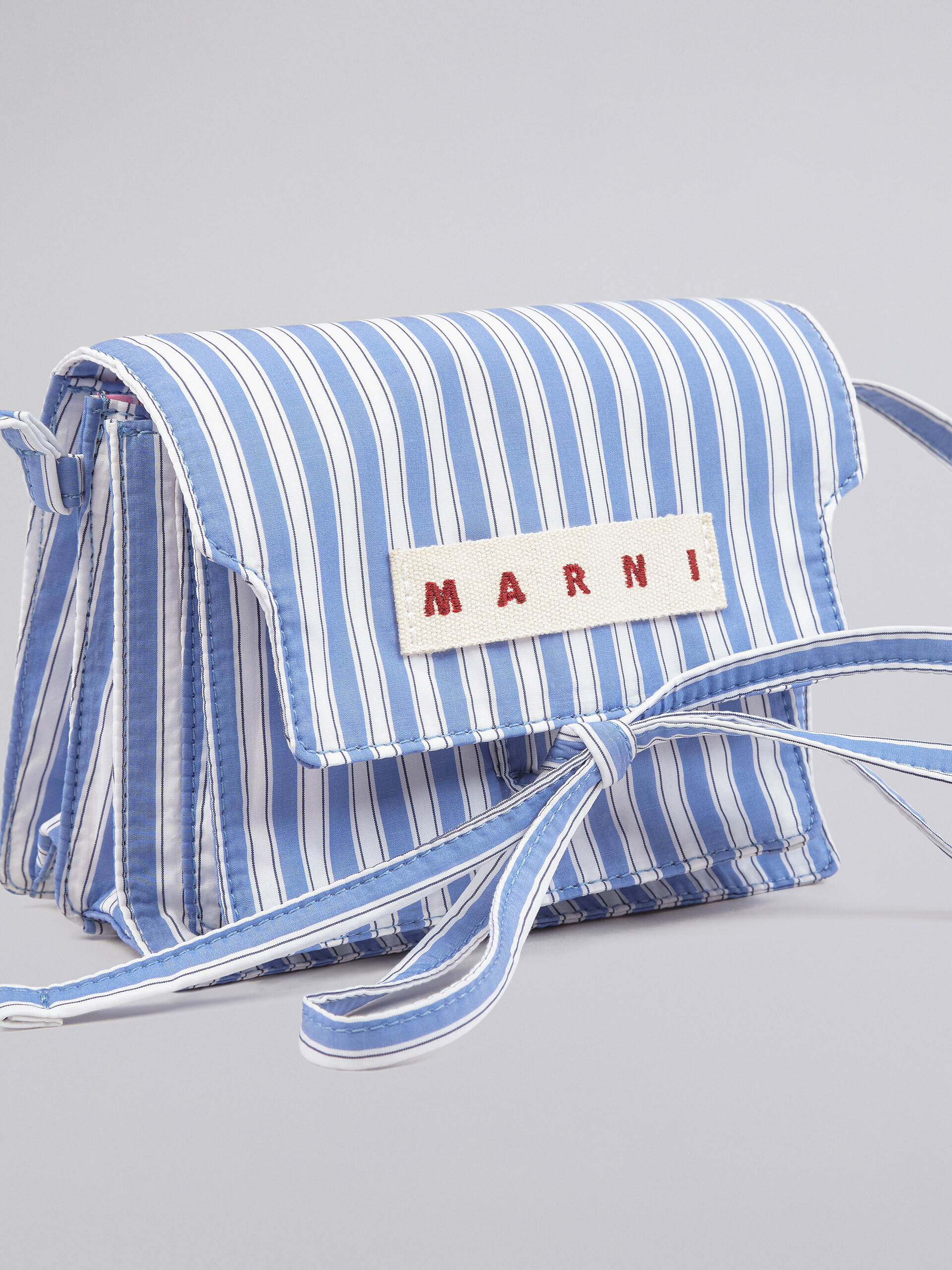 TRUNK SOFT mini bag in sky blue and white striped poplin - Shoulder Bags - Image 3