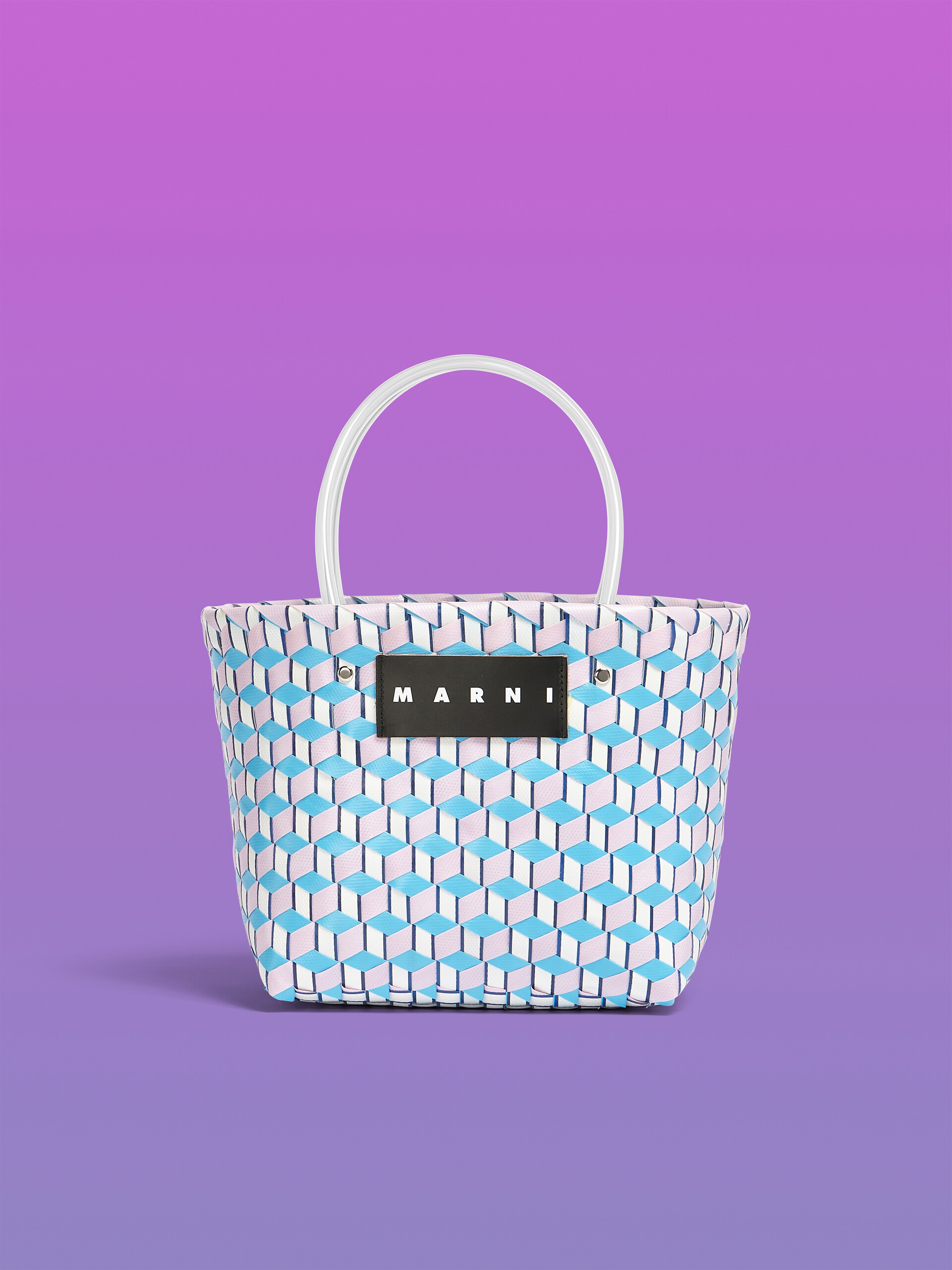 MARNI MARKET 3D BAG in pale blue cube woven material