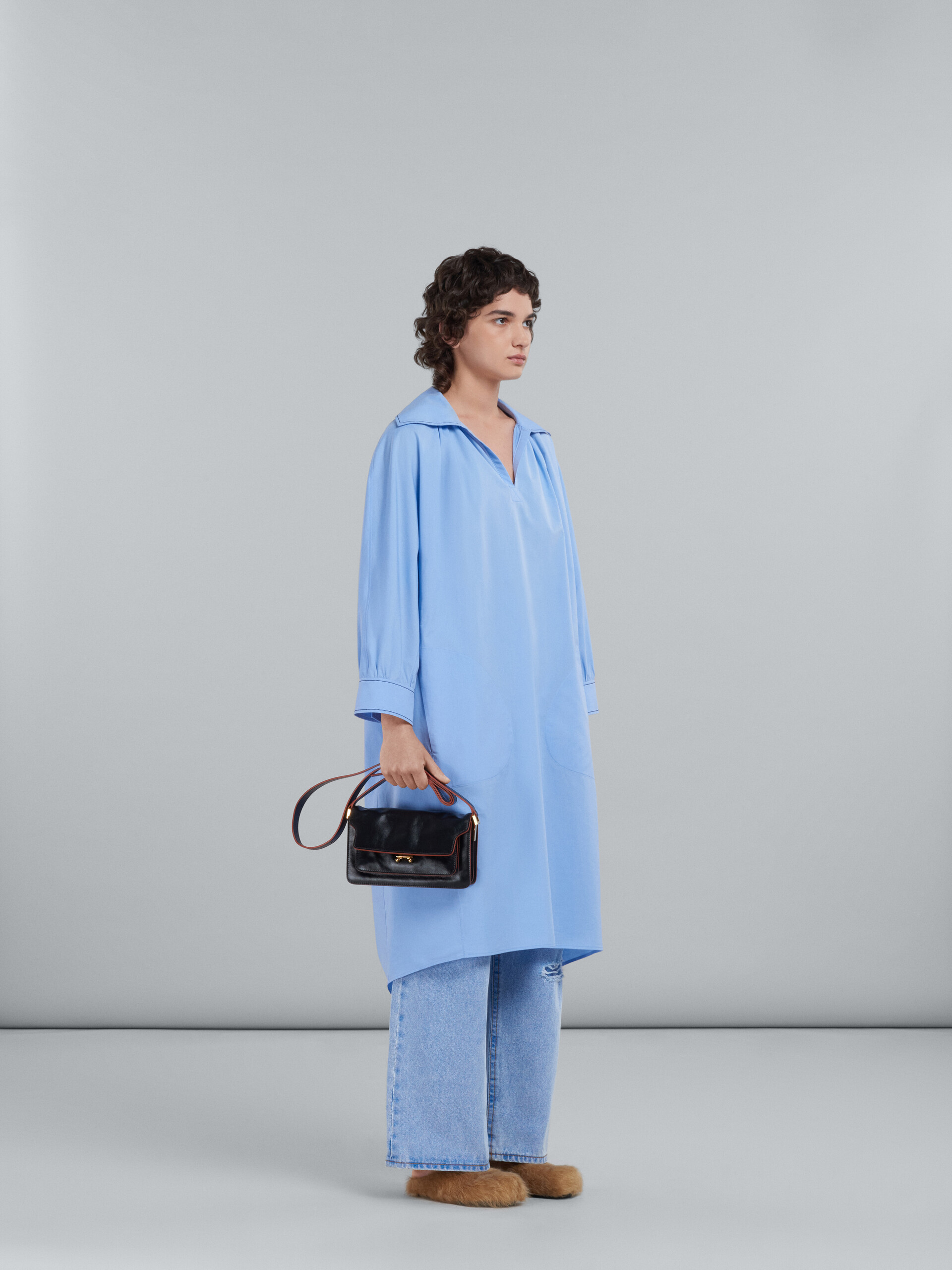 Light blue bio cotton dress with embroidered logo - Dresses - Image 6