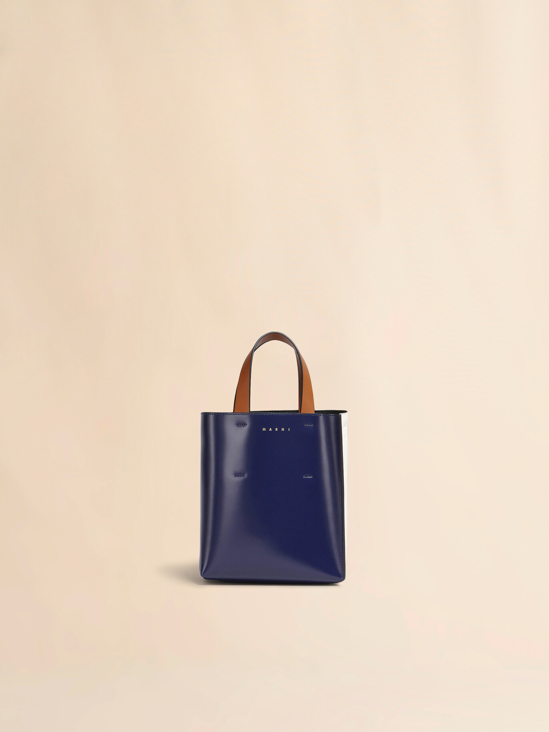 MUSEO mini bag in blue and white leather - Shopping Bags - Image 1