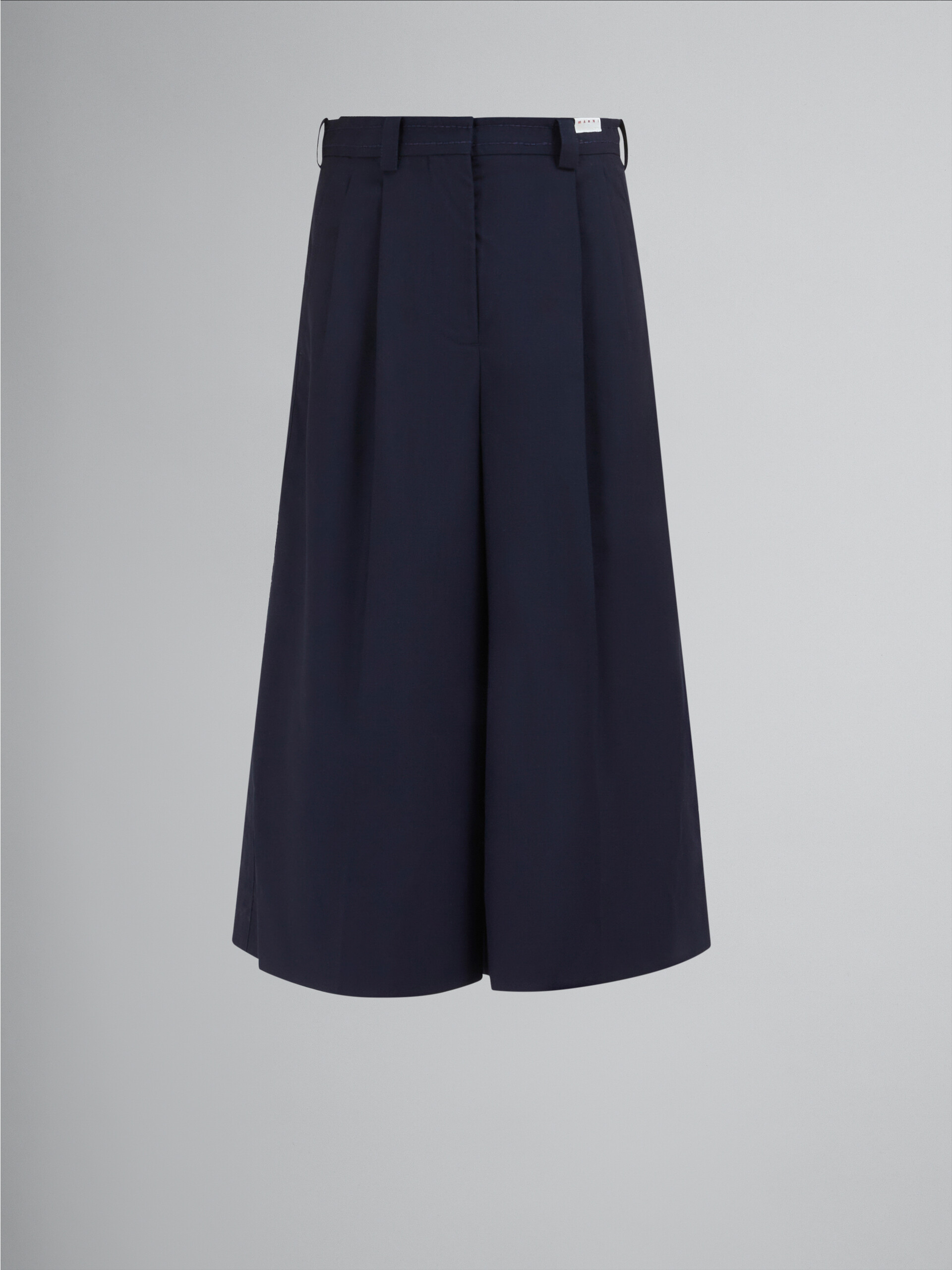 Kurz geschnittene Hose aus dunkelblauer Tropenwolle - Hosen - Image 1