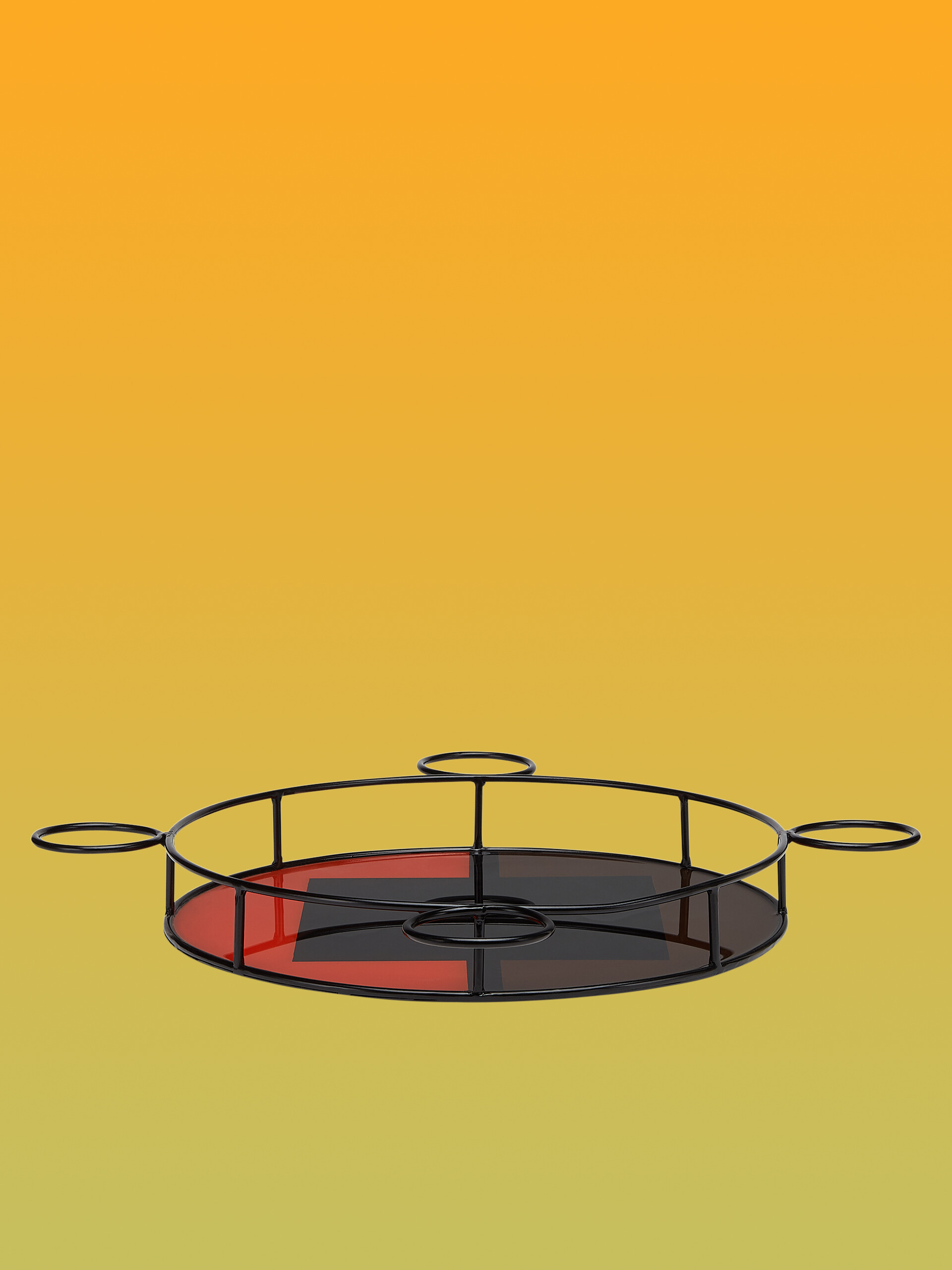 MARNI MARKET round tray in iron and red, brown and black resin - Accessories - Image 1