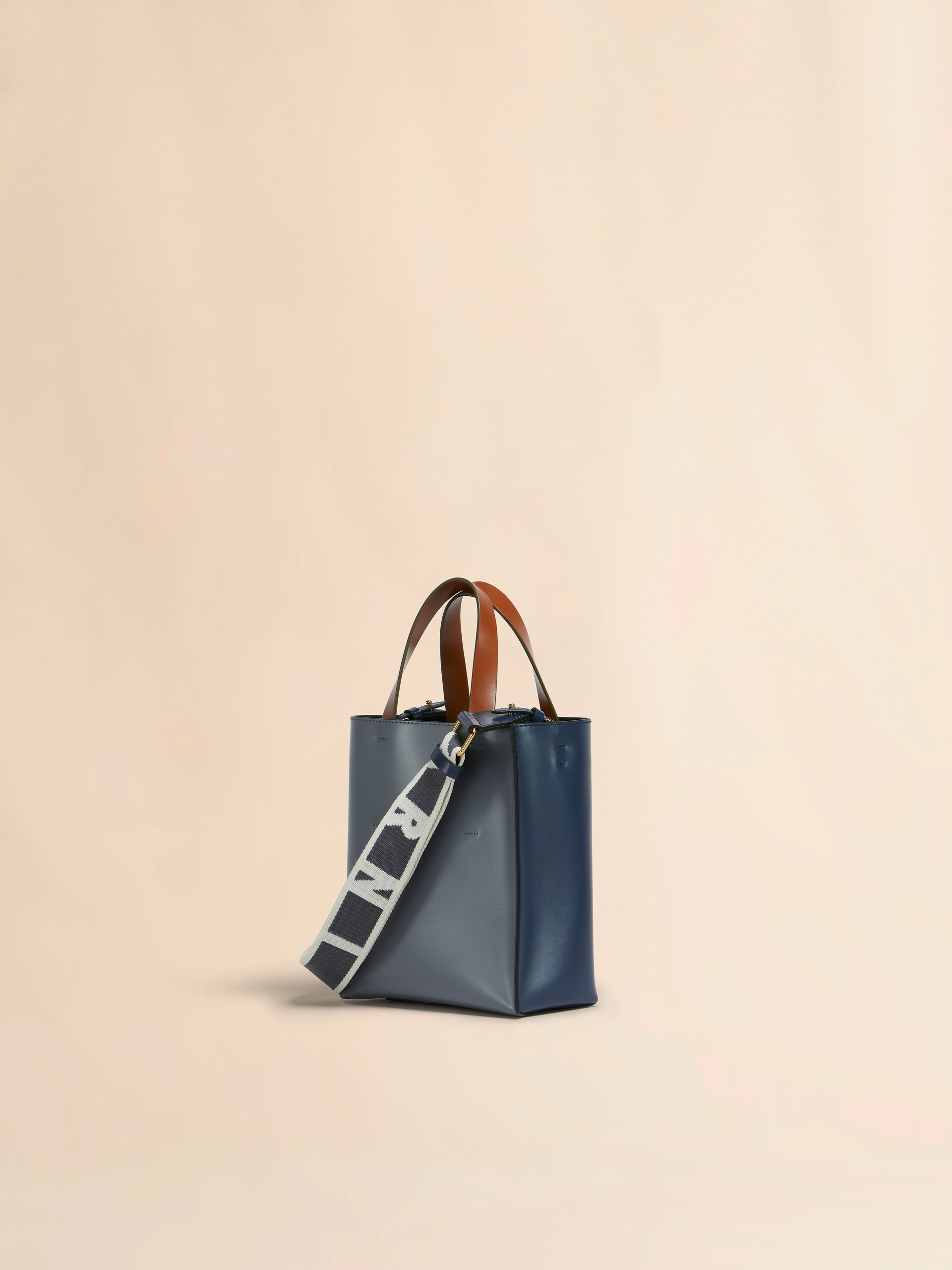 Deep green brown and black leather Museo mini bag - Shopping Bags - Image 3