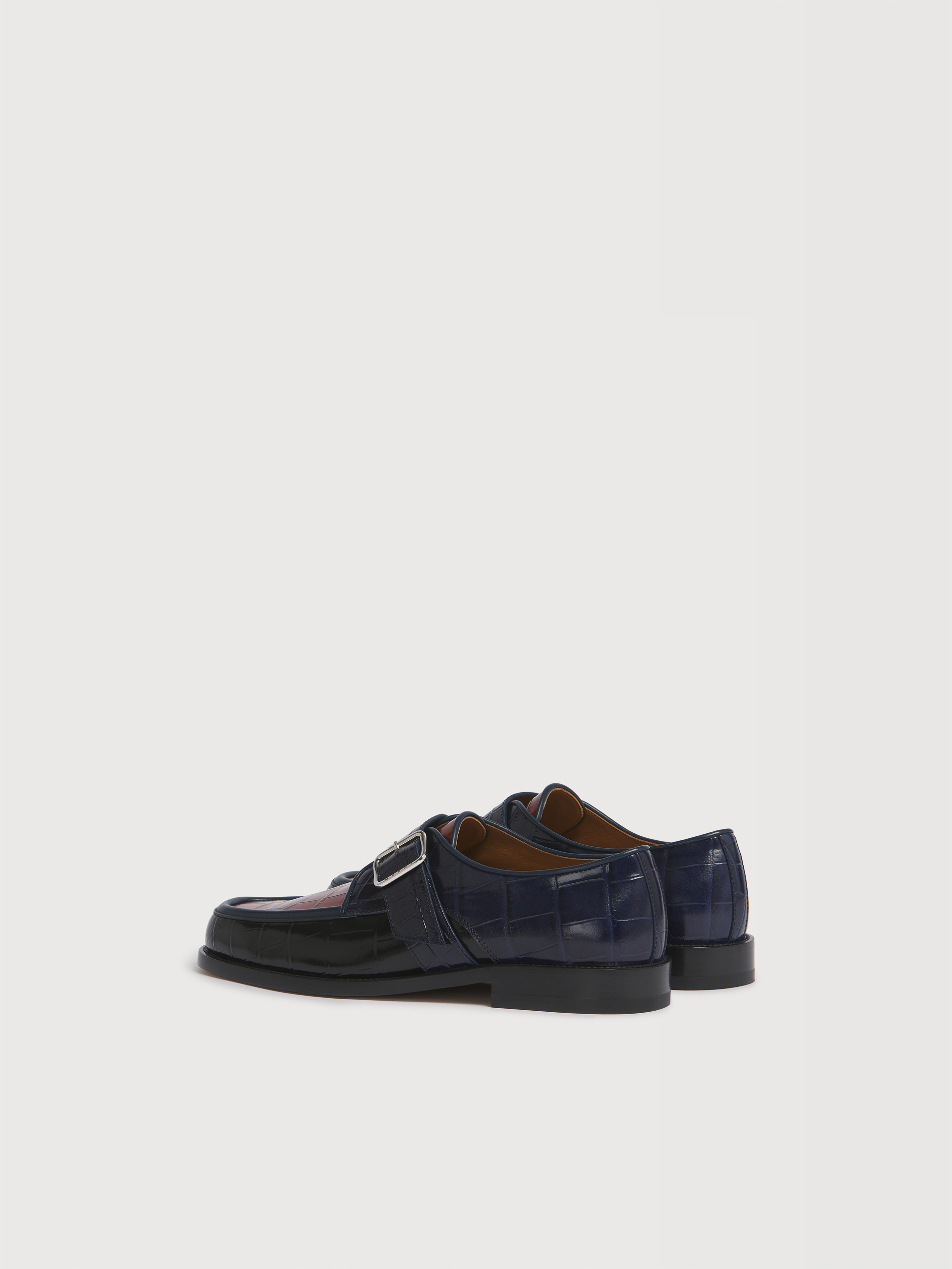 Mocassin imprim&eacute; crocodile noir, marron et bleu - Chaussures &agrave; Lacets - Image 3