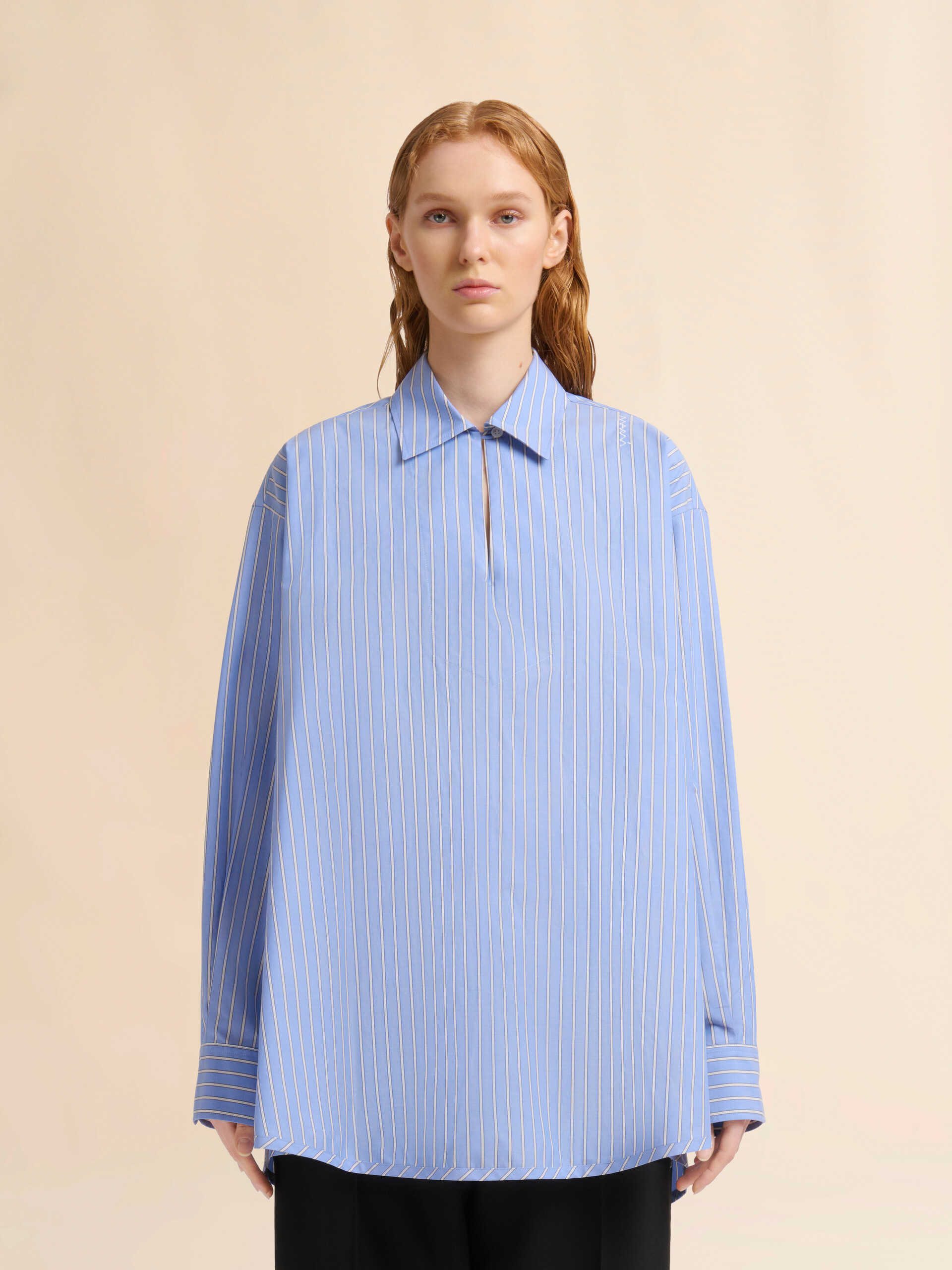 Striped cotton poplin shirt - Shirts - Image 2