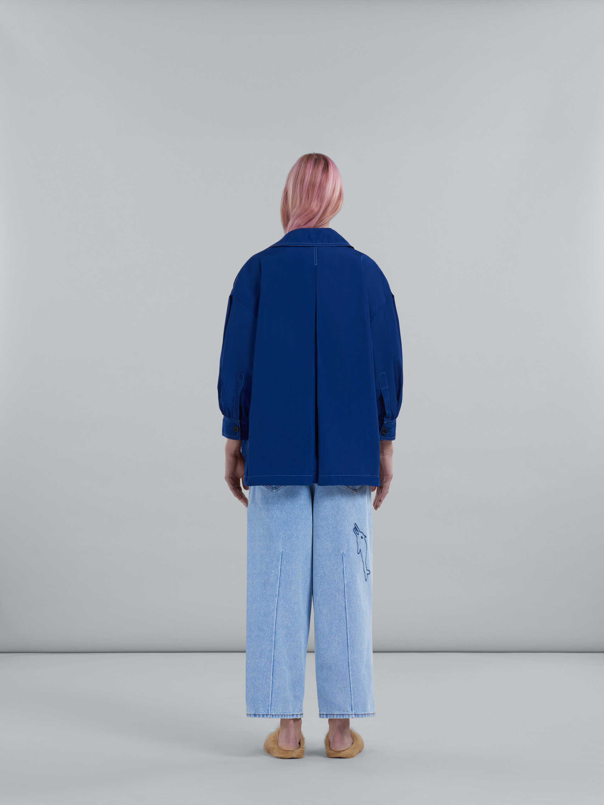 Blue taffeta micro-faille jacket - Jackets - Image 3