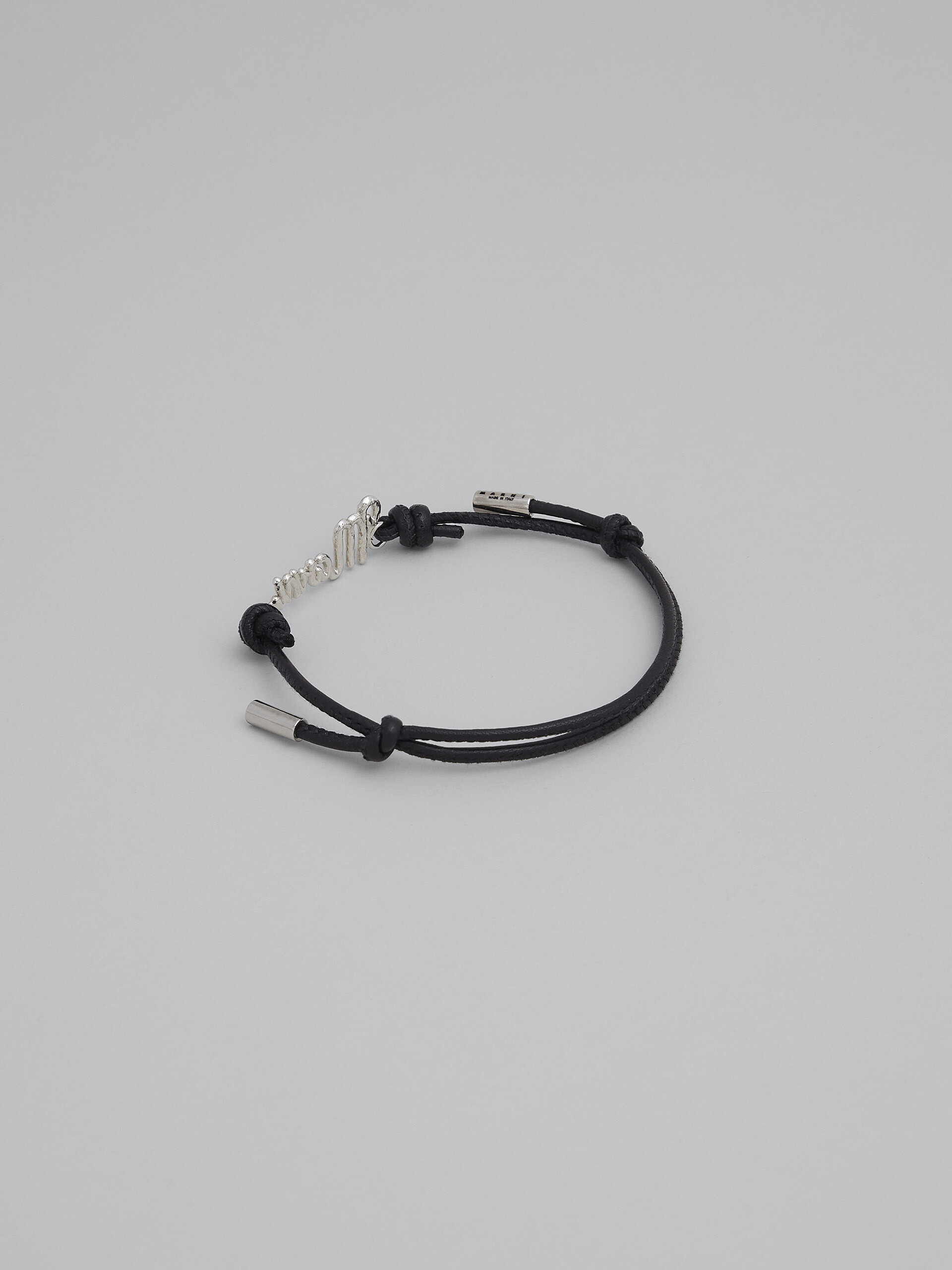 Grey leather logo bracelet - Bracelets - Image 3