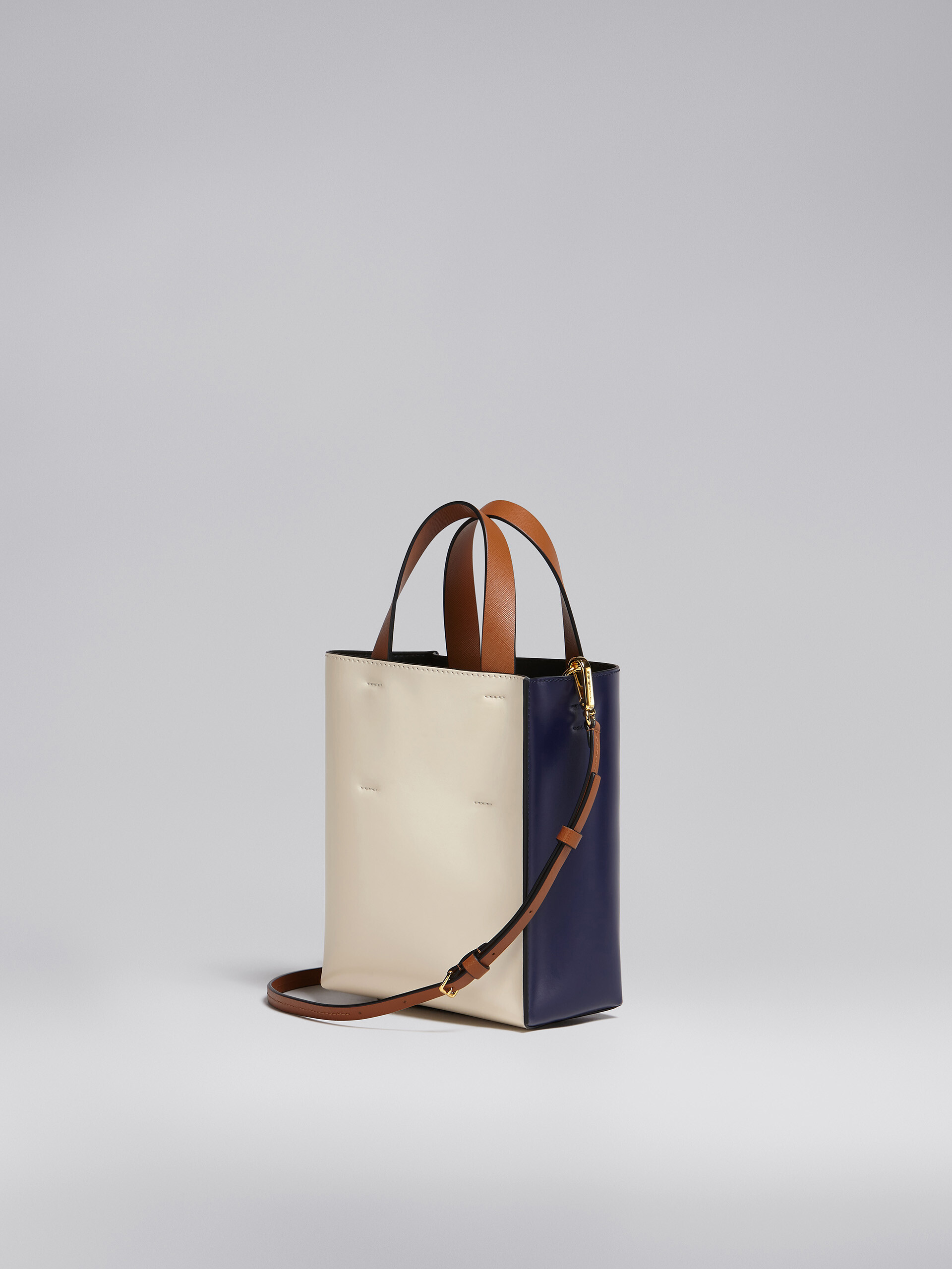 MUSEO mini bag in blue and white leather - Shopping Bags - Image 3