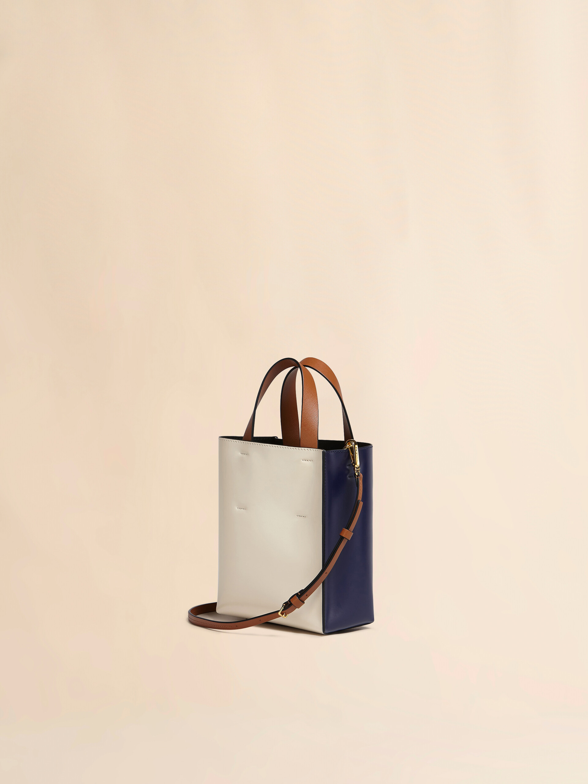 MUSEO bag mini in pelle blu e bianca - Borse shopping - Image 3