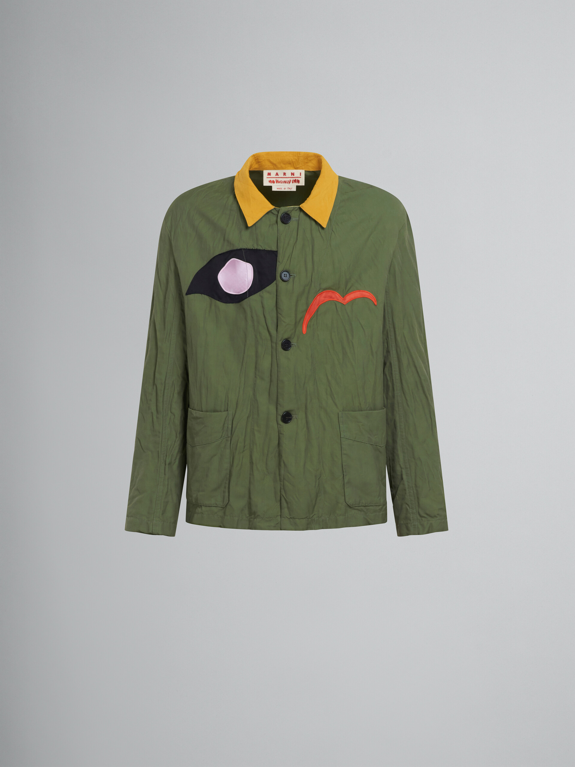 Marni x No Vacancy Inn - Green gabardine jacket with embroidered patches - Jackets - Image 1