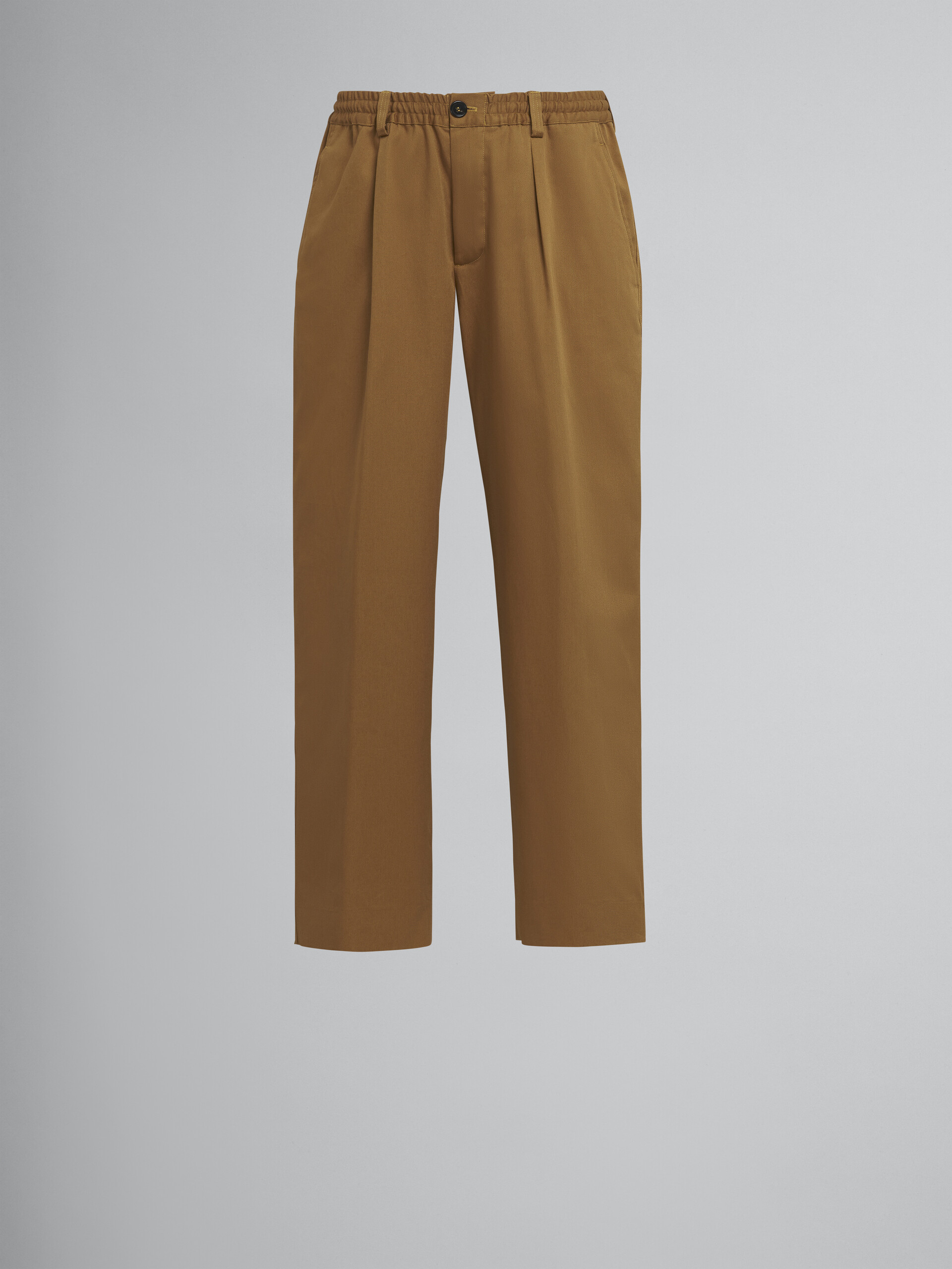 Pantaloni in gabardina di cotone marroni - Pantaloni - Image 1