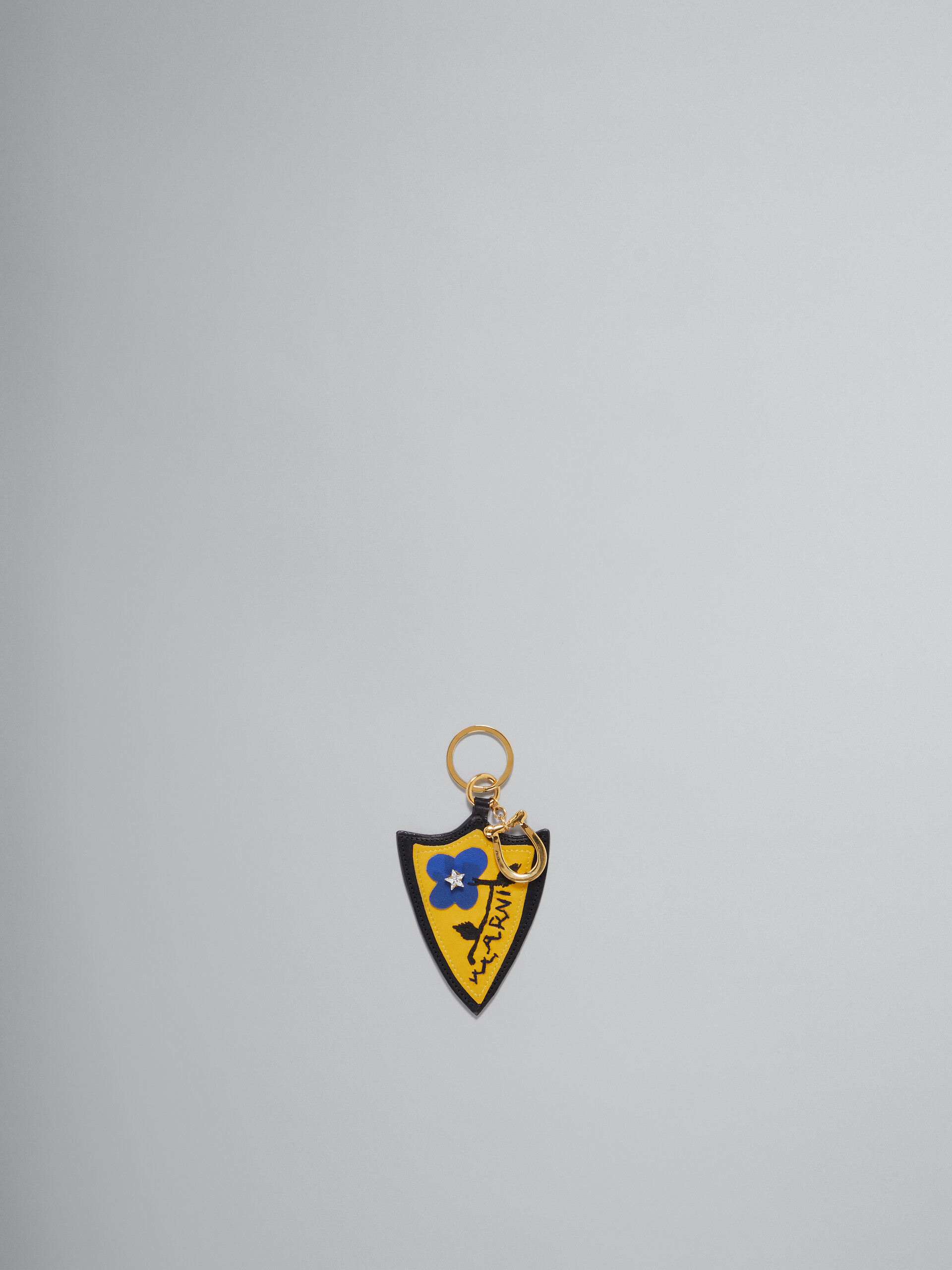 Yellow and blue leather shield keyring - Key Rings - Image 1