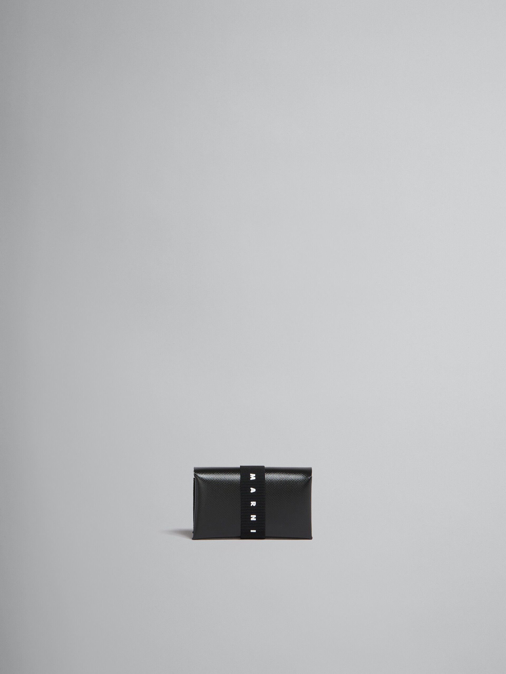 Black trifold wallet with logo strap - Wallets - Image 1